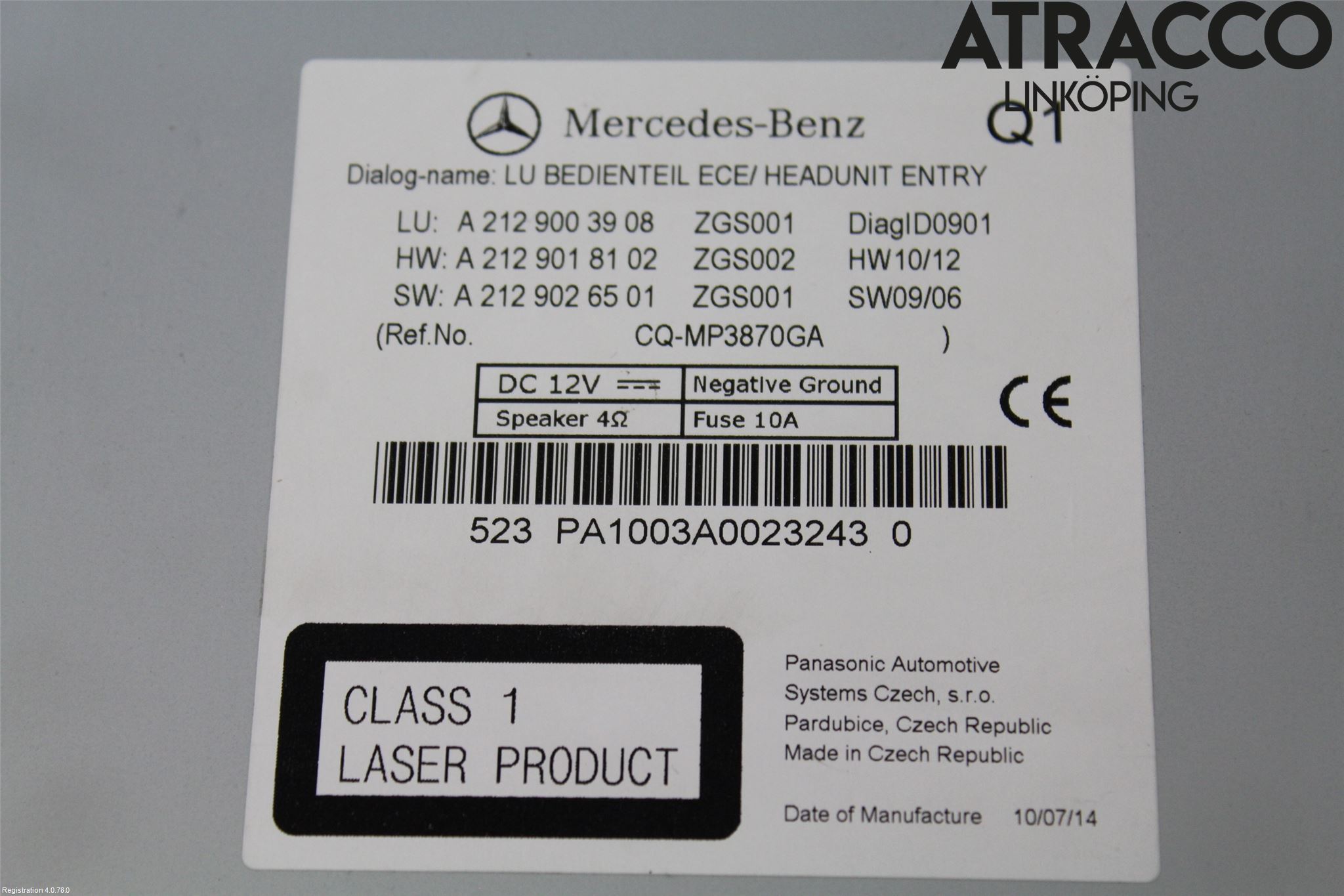 Mercedes-Benz MB E-KLASS (W212) 09-16 Cd Radio - Multimediapanel