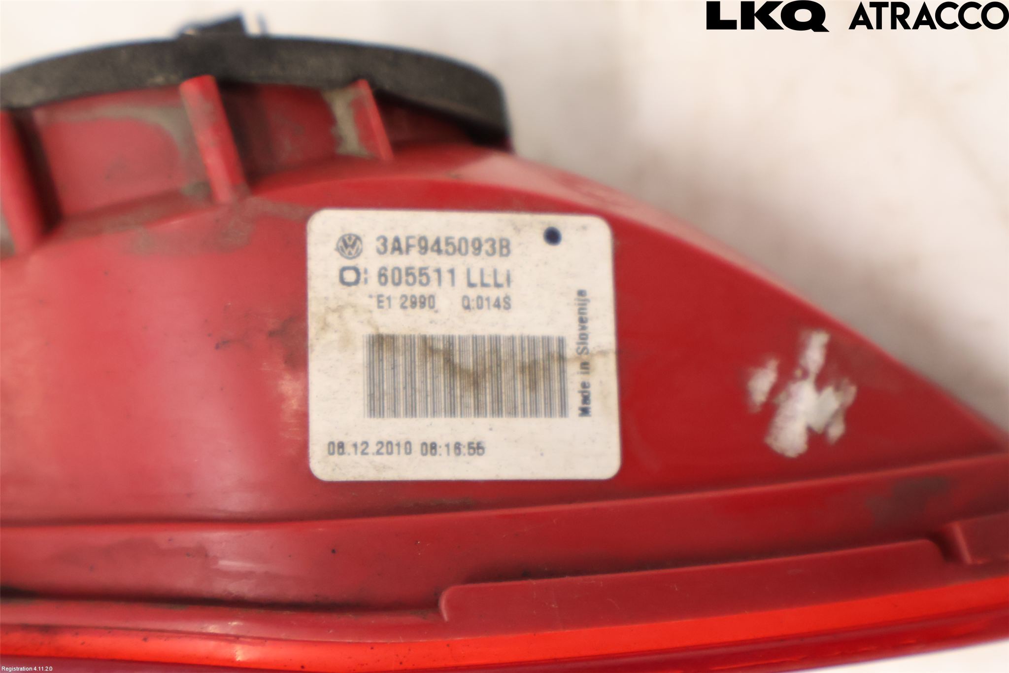 Volkswagen VW PASSAT 11-14 Bakljus Lucka Vä