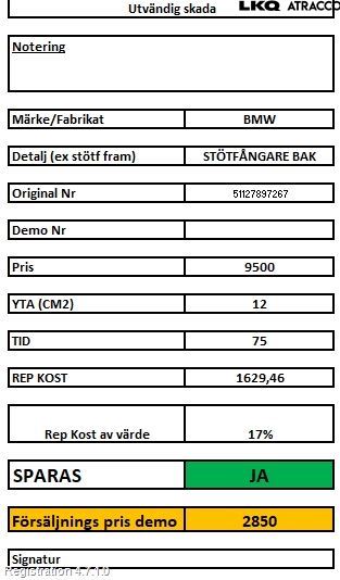 BMW 5 E60/61 Sed/Tou 02-10 Stötfångarbeklädnad Bak