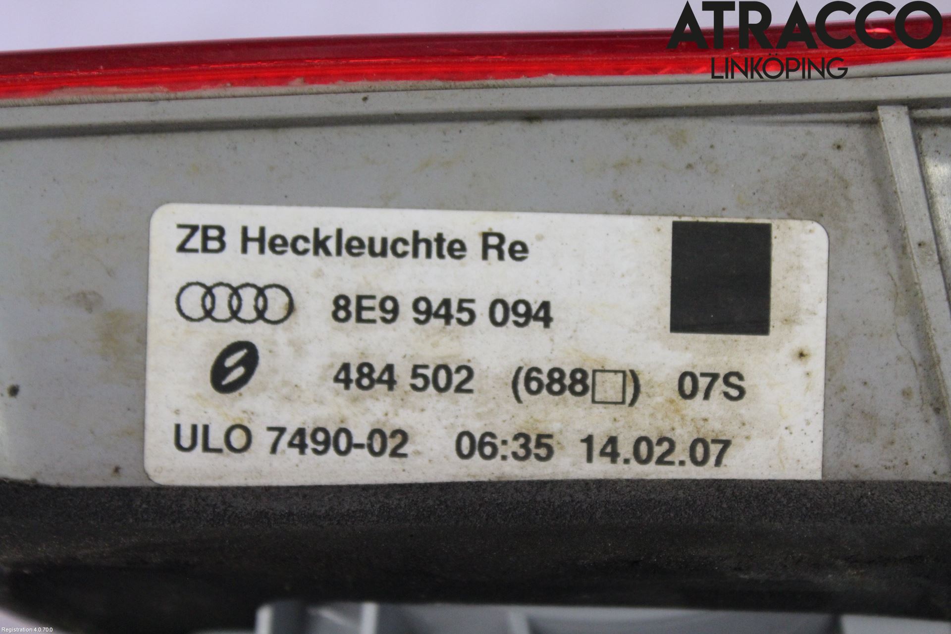 Audi A4/S4 05-07 Bakljus Lucka Hö