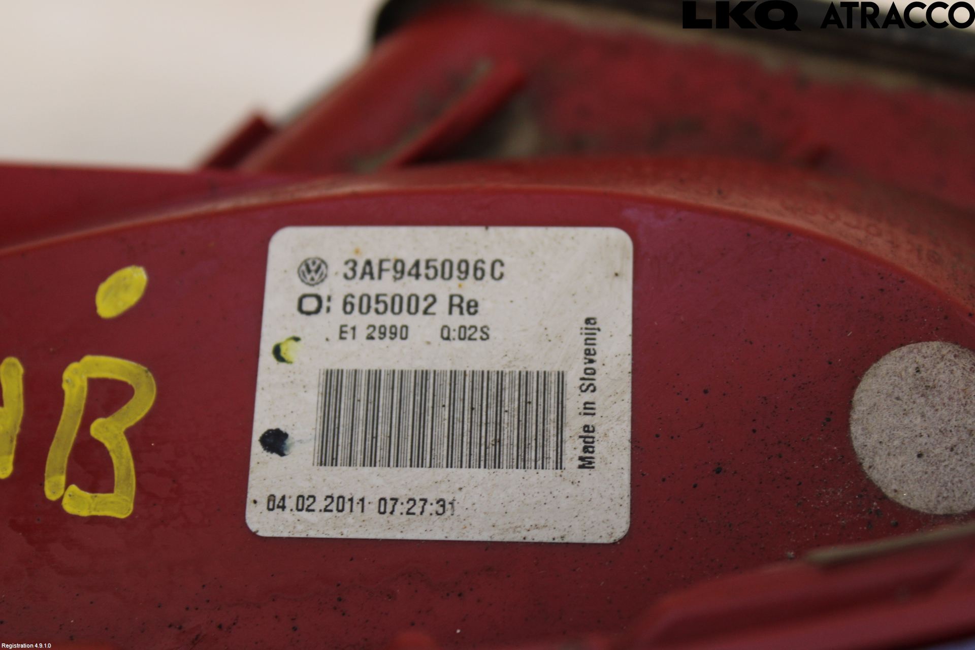 Volkswagen VW PASSAT 11-14 Bakljus Höger
