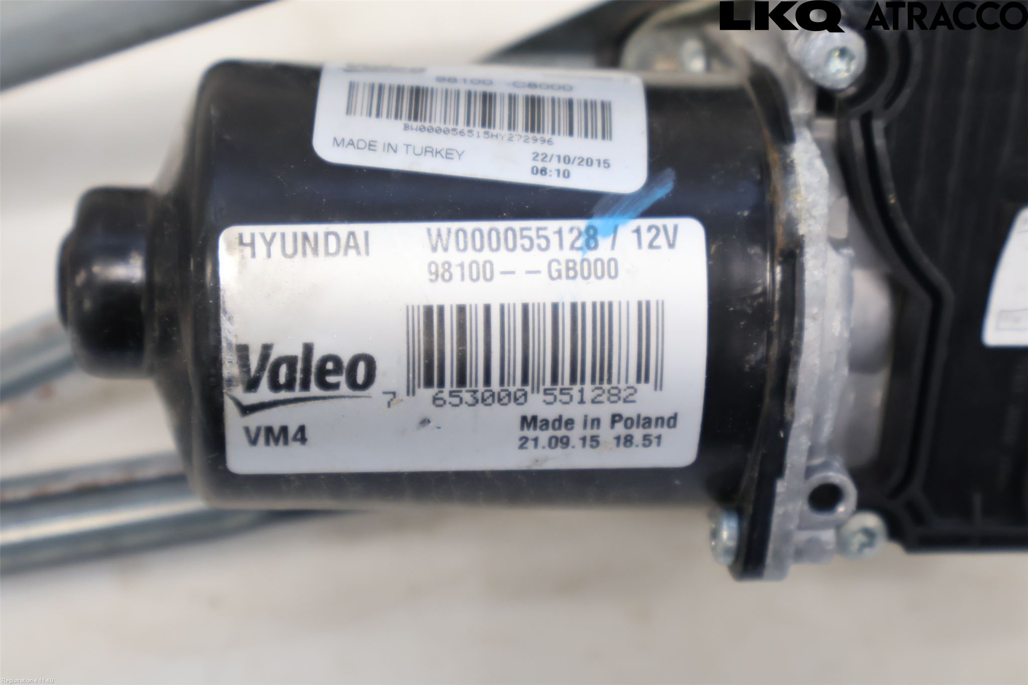 Hyundai i20 GB 15-20 Torkarmekanism Vindruta