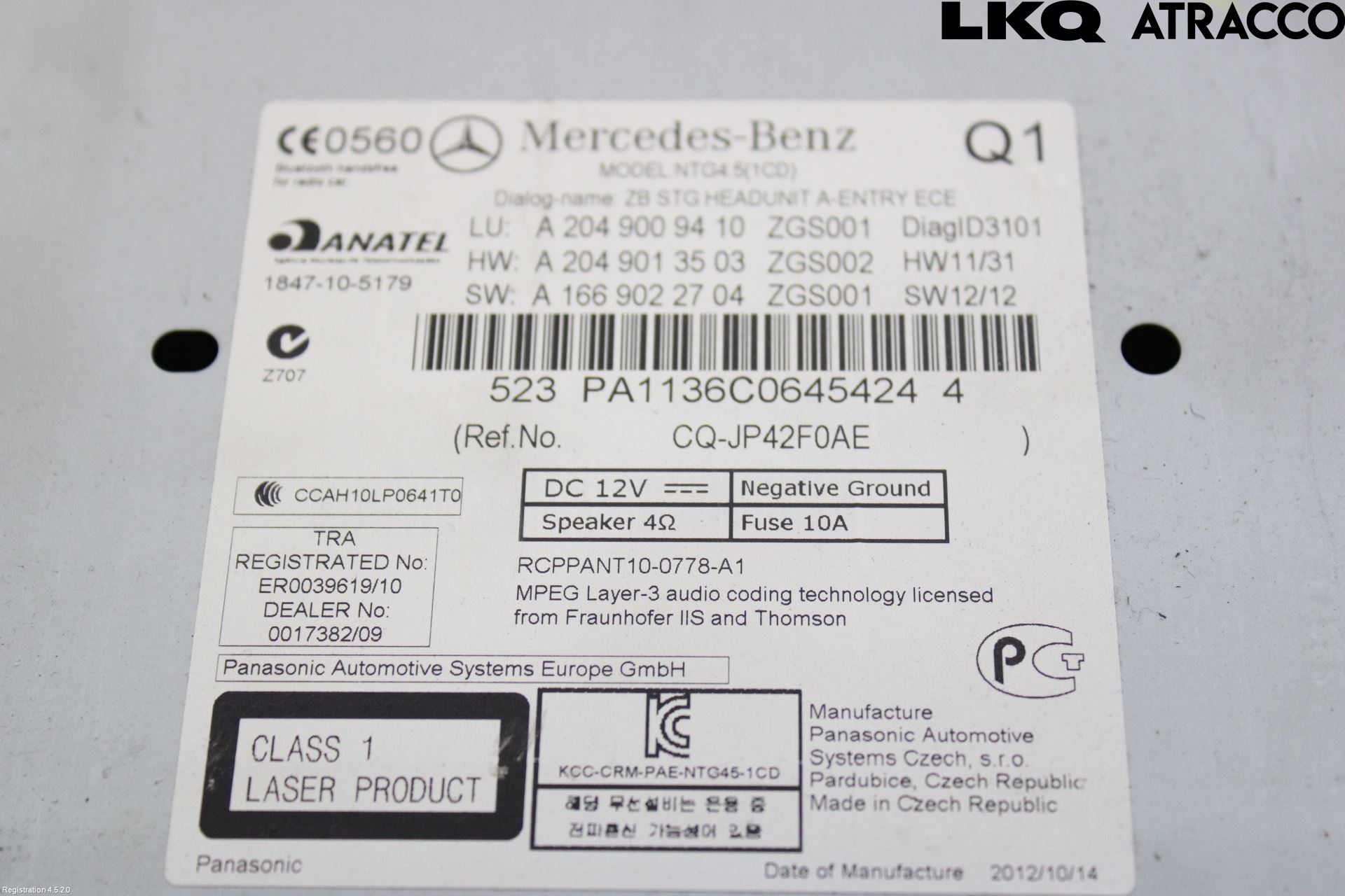 Mercedes-Benz MB C-KLASS (W204) 07-15 Cd Radio - Multimediapanel