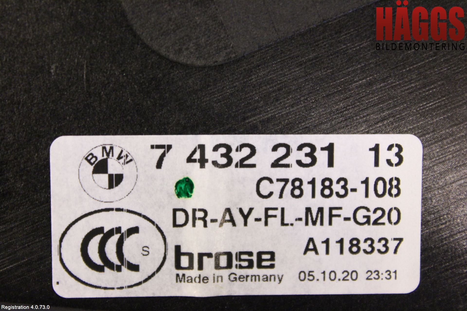 BMW 3 G20/G21/G80/G81 19- Fönsterhissmekanism