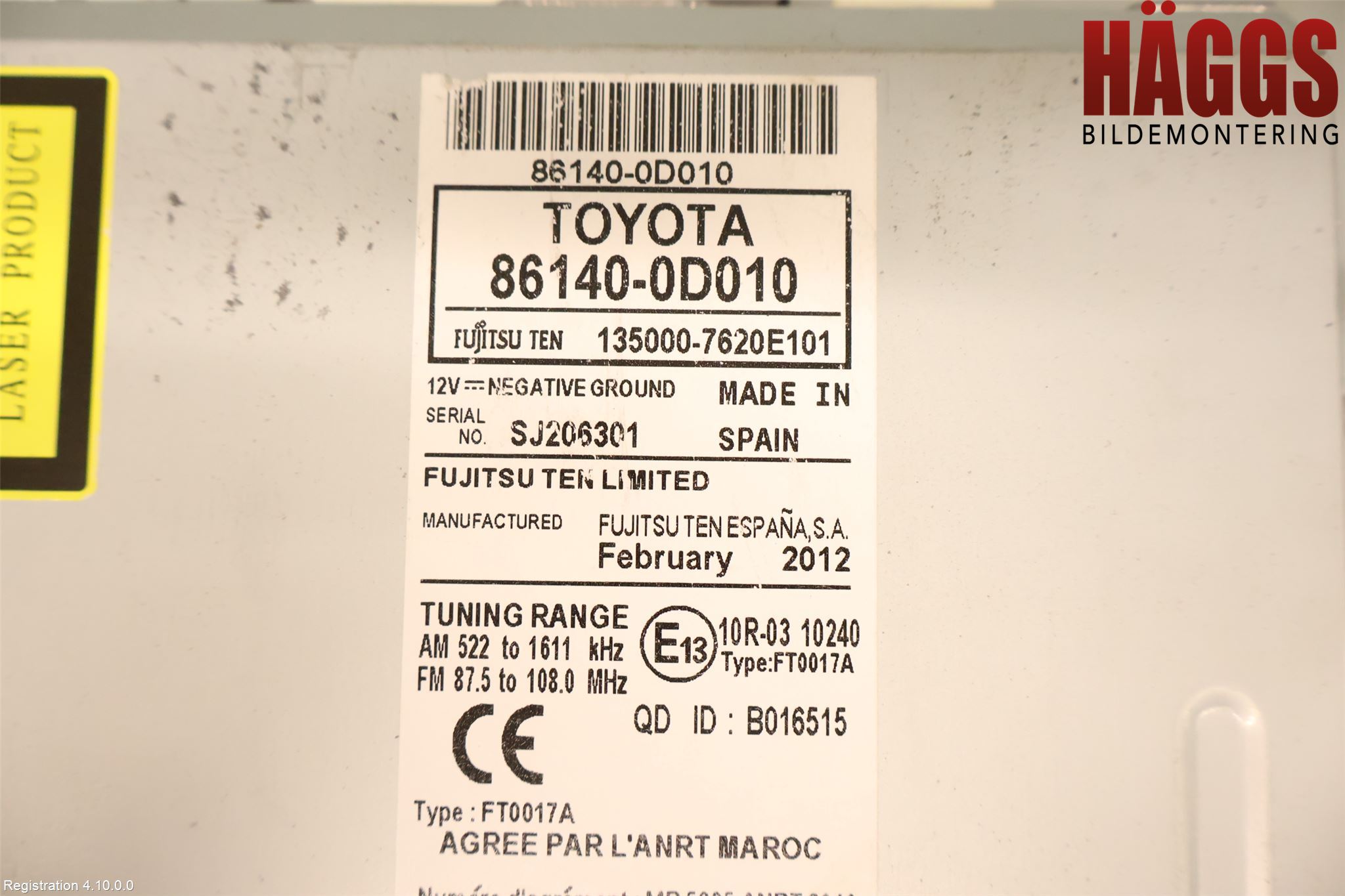 Toyota YARIS XP130 12-14 Cd Radio - Multimediapanel