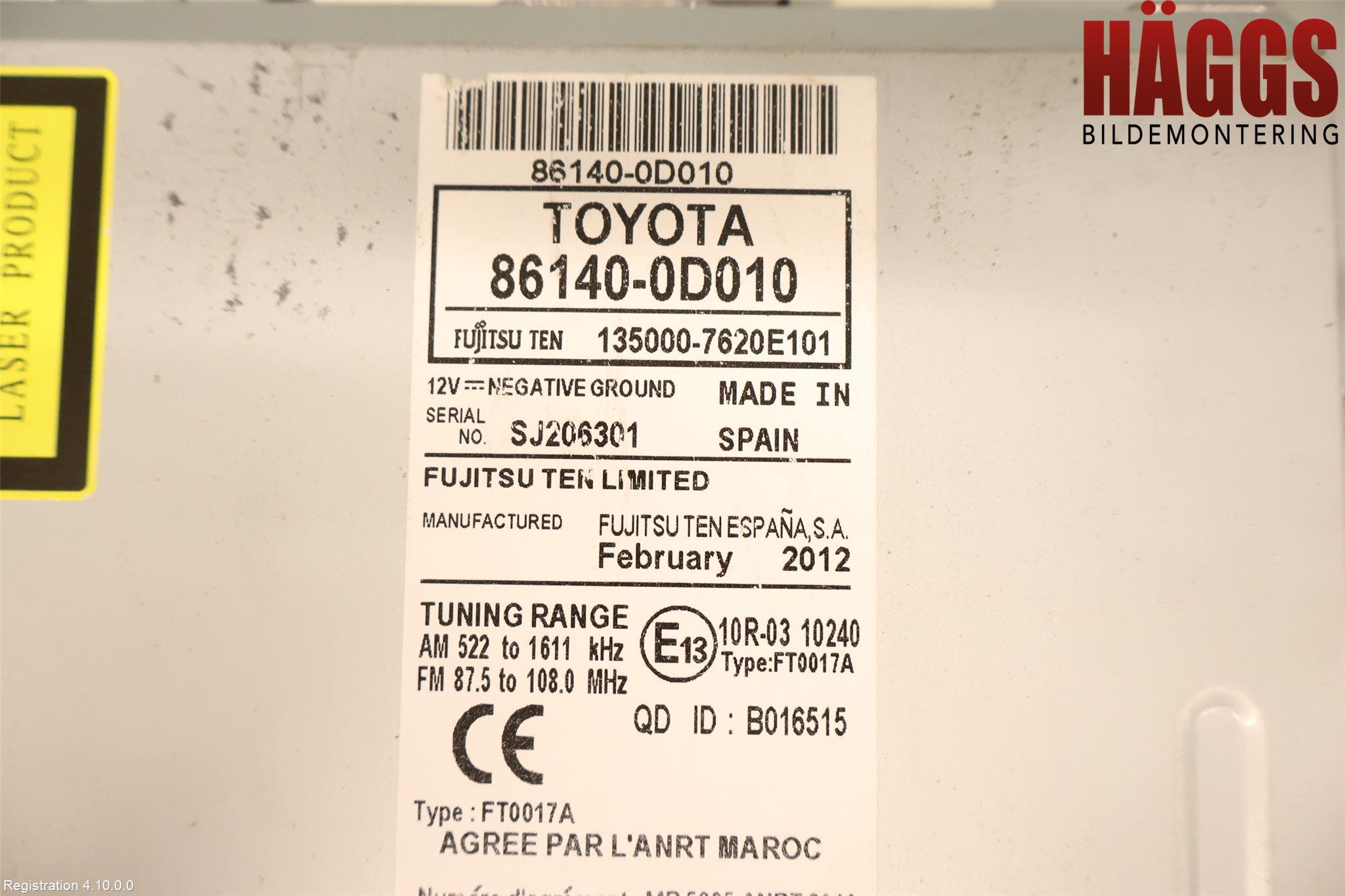Toyota YARIS XP130 12-14 Cd Radio - Multimediapanel