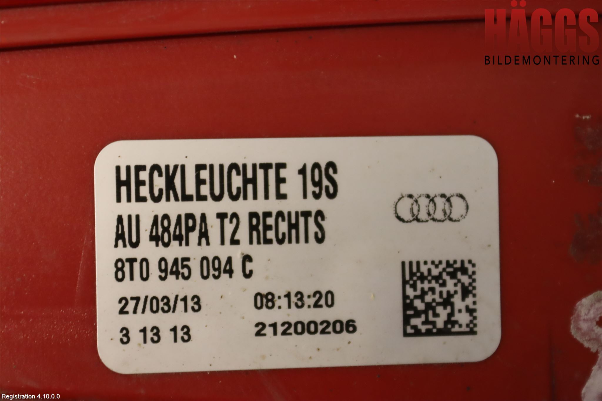Audi A5 07-16 Bakljus Lucka Hö
