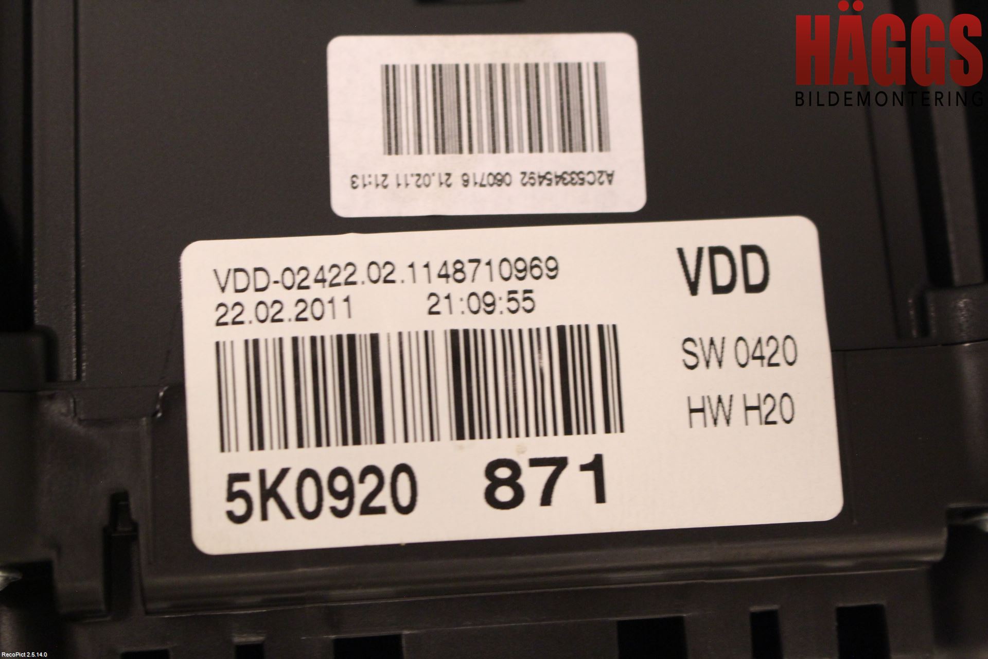 Volkswagen VW GOLF VI 09-13 Instrument Komb