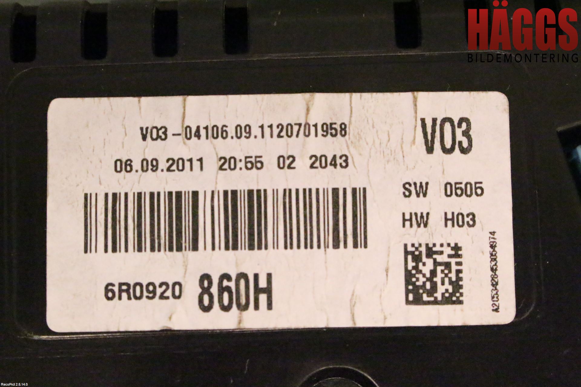 Volkswagen VW POLO 10-17 Instrument Komb
