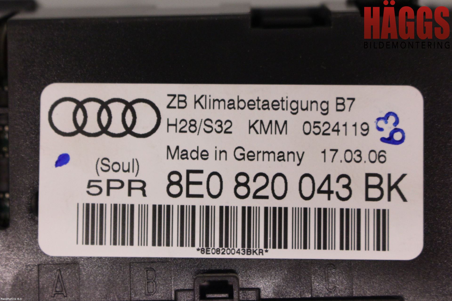 Audi A4/S4 05-07 Ac Styrenhet Ac Manöveren