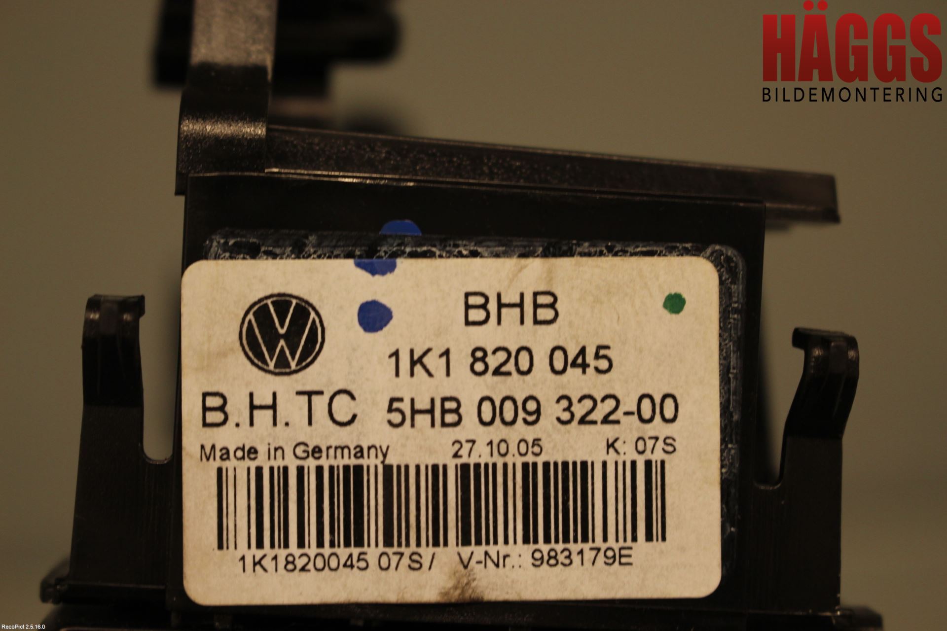 Volkswagen VW GOLF V 04-09 Värmereglage