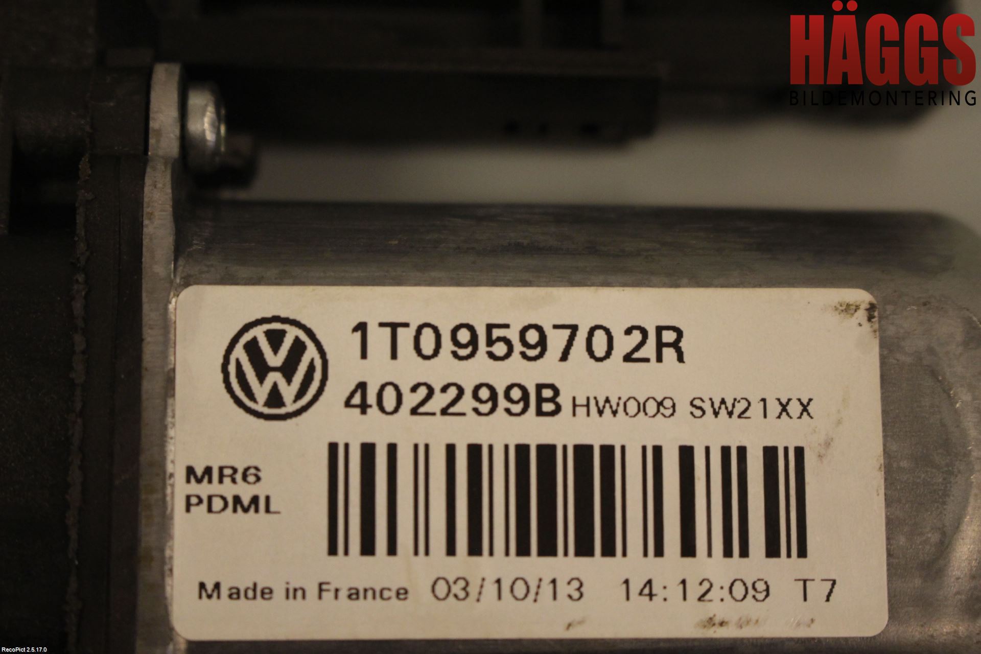 Volkswagen VW TOURAN 10-15 Fönsterhissmotor