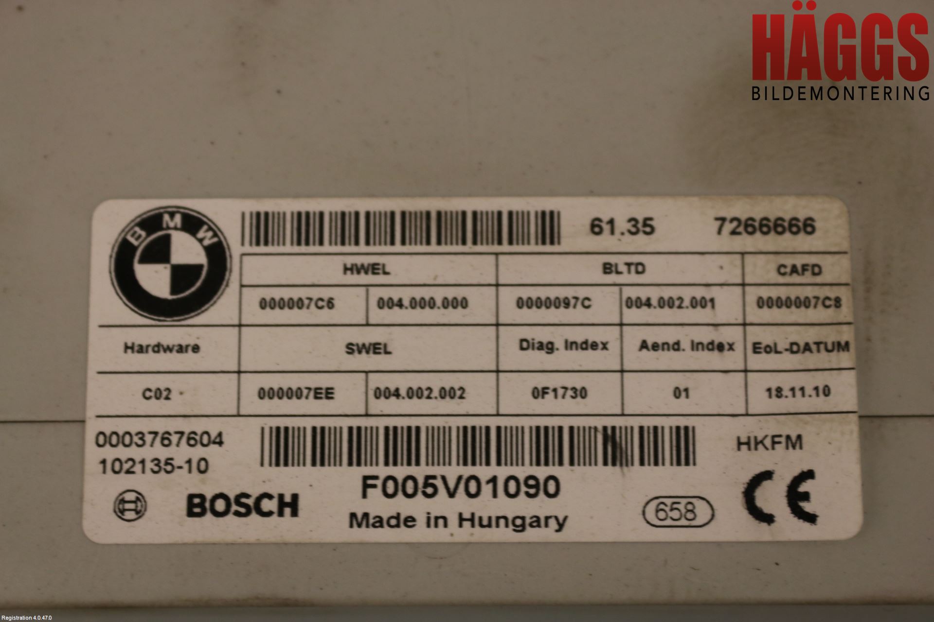 BMW 5 F10/F11/F18 09-17 Styrenhet Övrigt