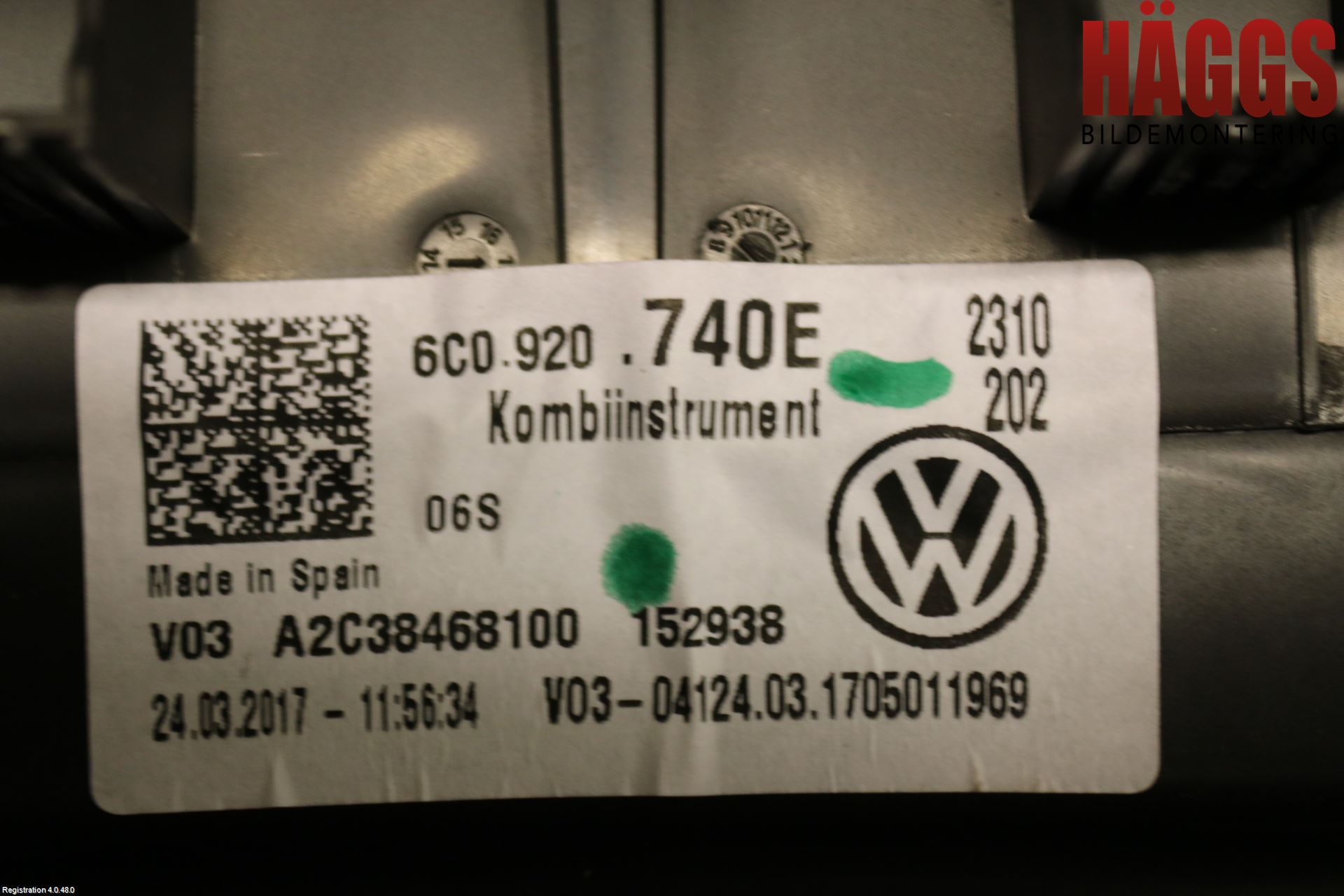 Volkswagen VW POLO 10-17 Instrument Komb