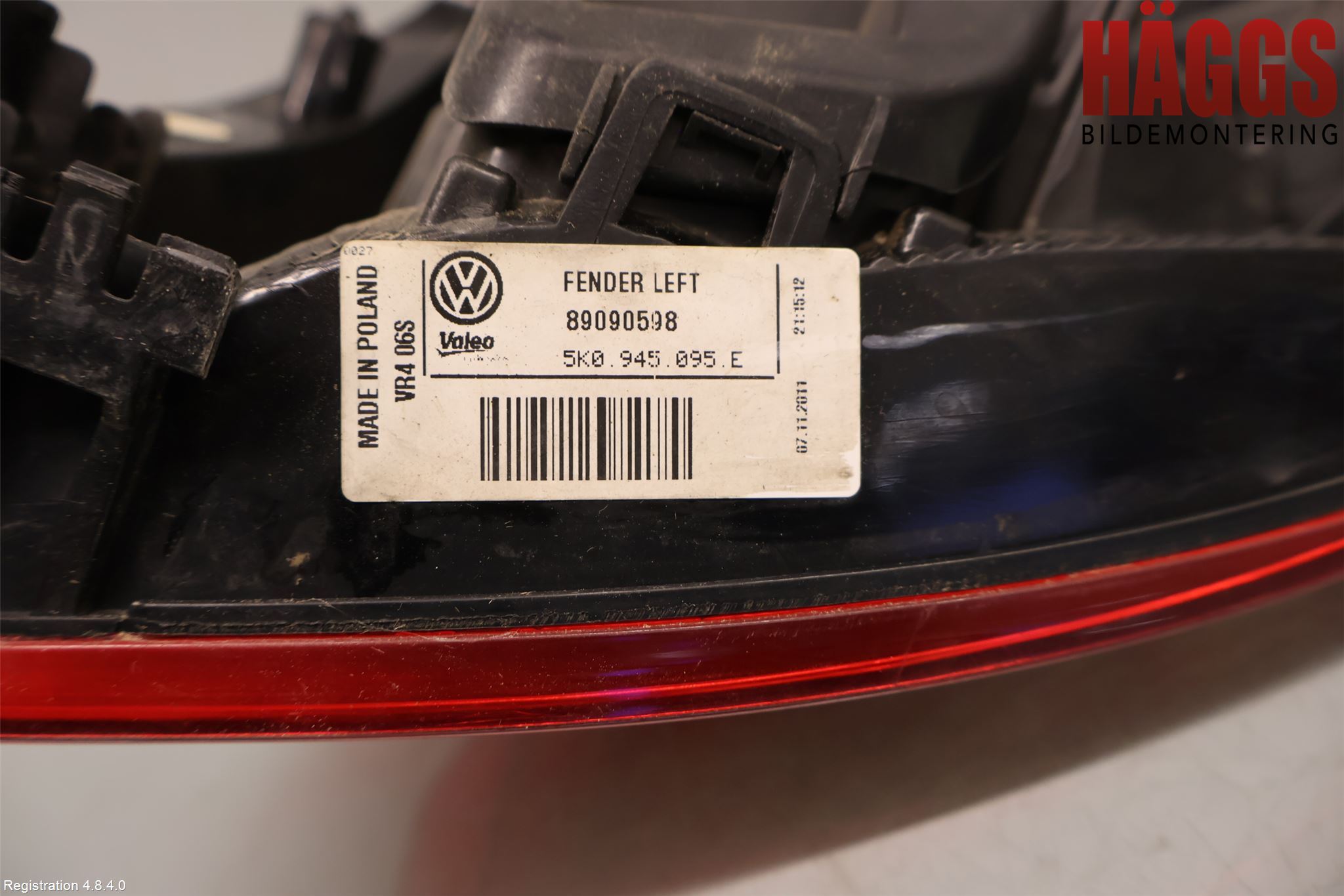 Volkswagen VW GOLF VI 09-13 Bakljus Vänster