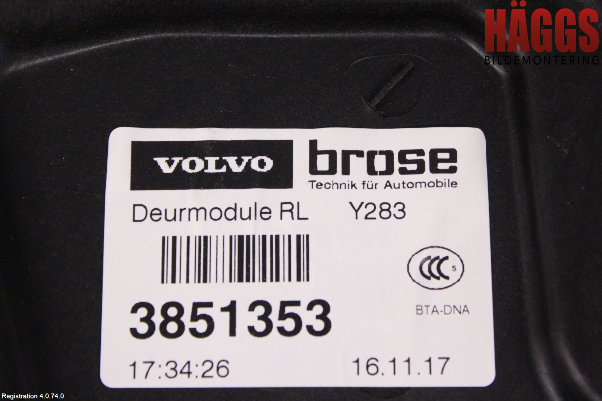 Volvo V60 CROSS COUNTRY 16-18 Fönsterhissmekanism