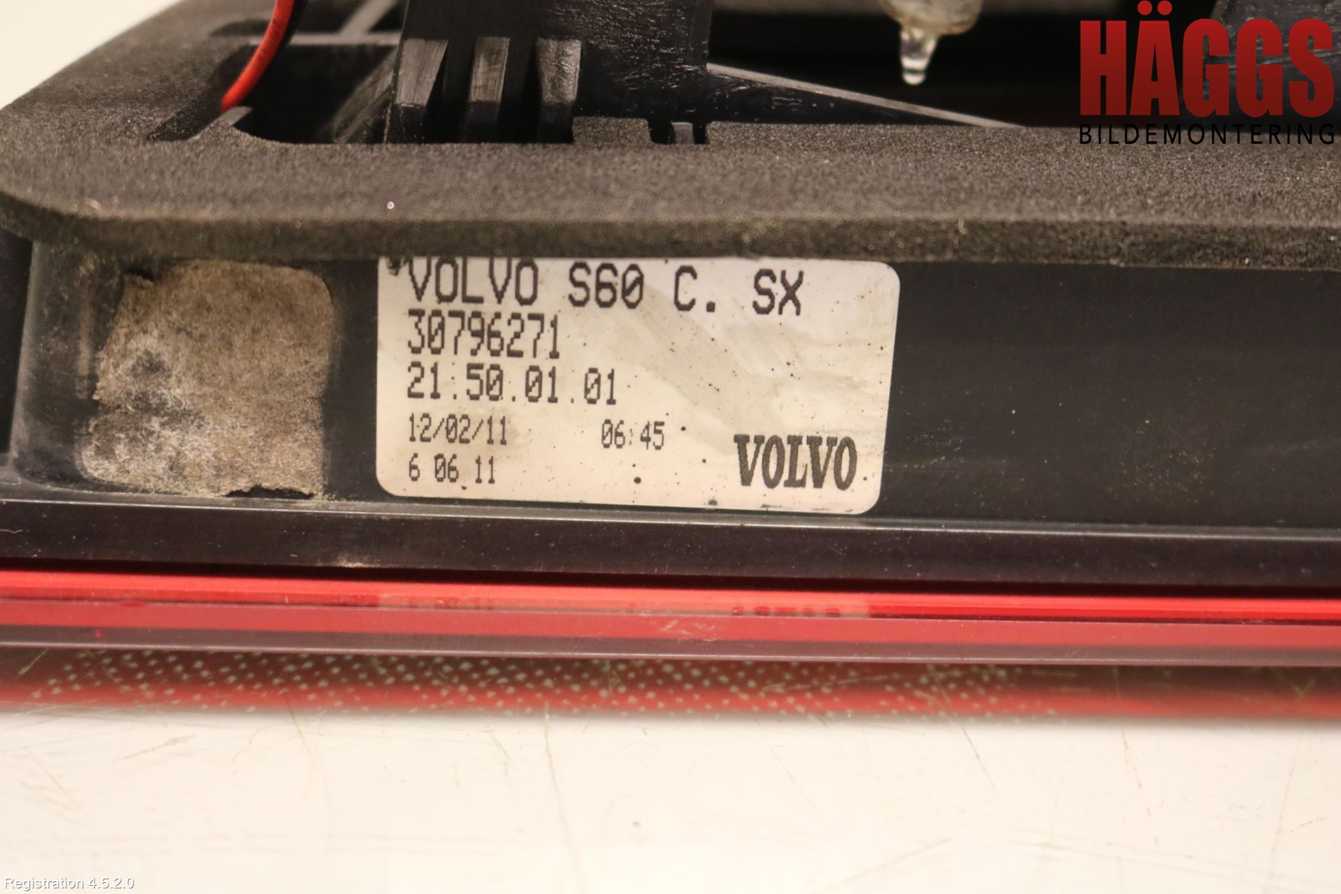 Volvo S60 11-13 Bakljus Lucka Vä