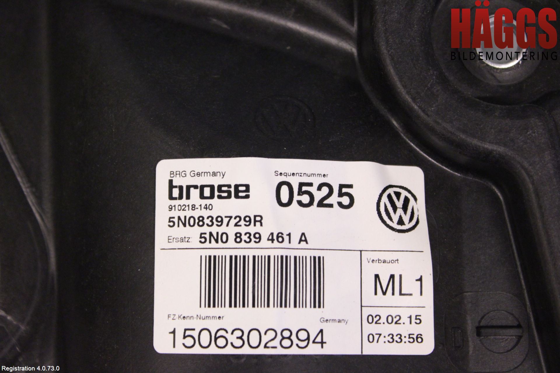 Volkswagen VW TIGUAN 07-16 Fönsterhissmekanism