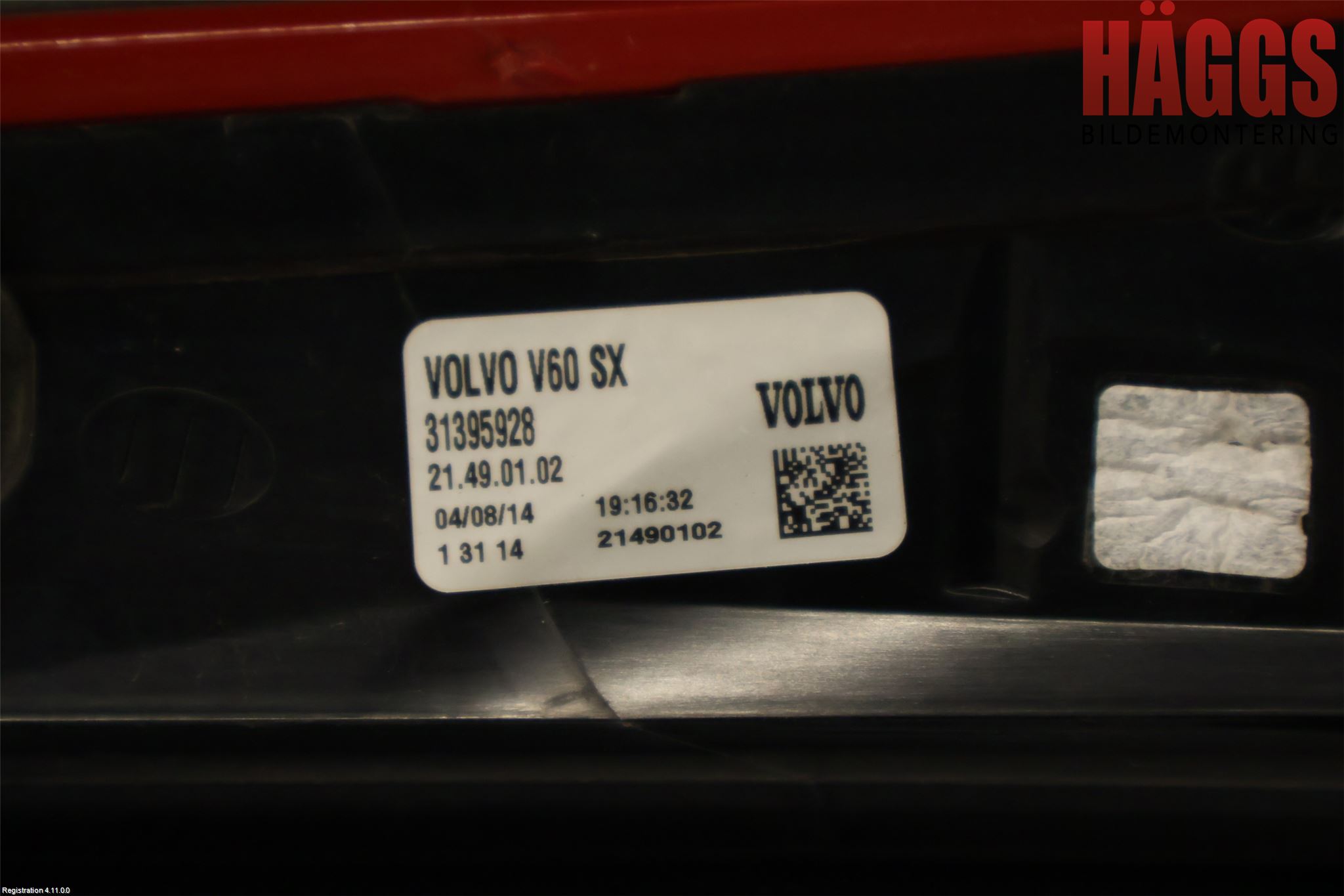 Volvo V60 14-18 Bakljus Vänster