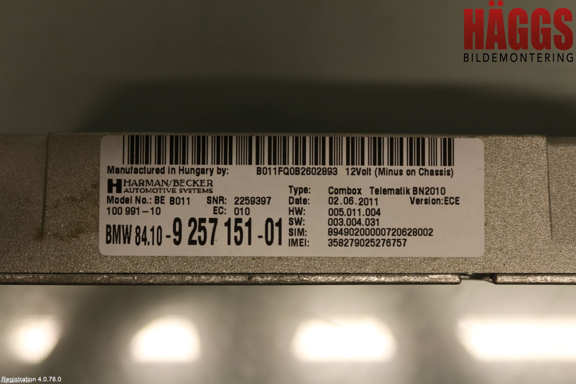 BMW 5 F10/F11/F18 09-17 Styrenhet Tal