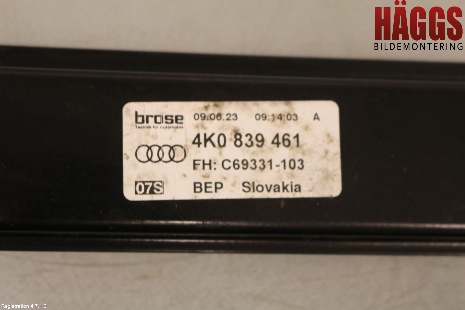 Audi A6/S6 E-TRON 24- Fönsterhissmekanism