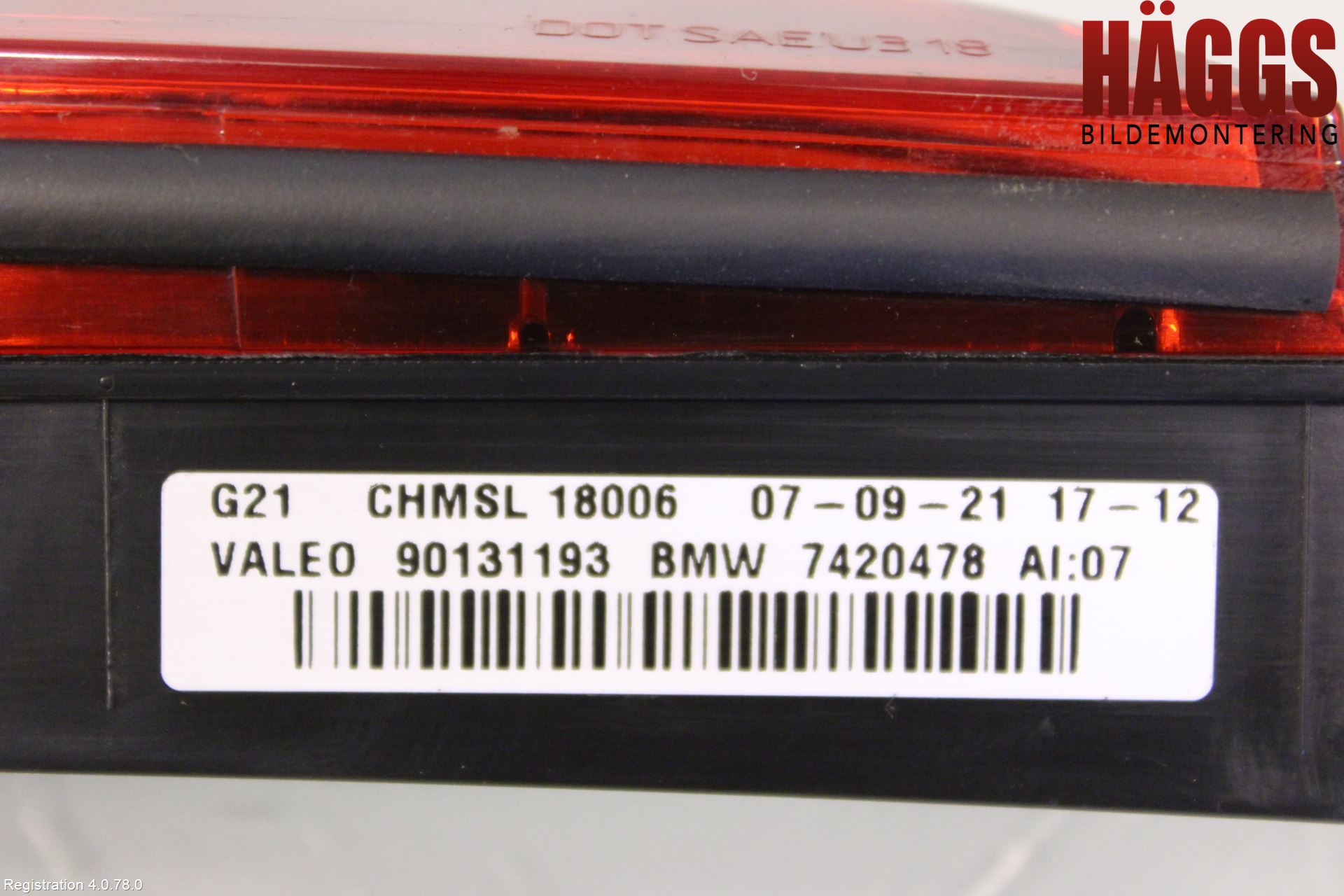 BMW 3 G20/G21/G80/G81 19- Bromsljus Bakruta