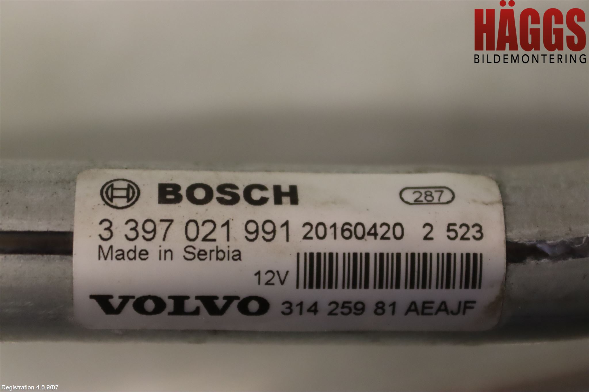 Volvo XC90/RECHARGE 16- Torkarmotor Vindruta