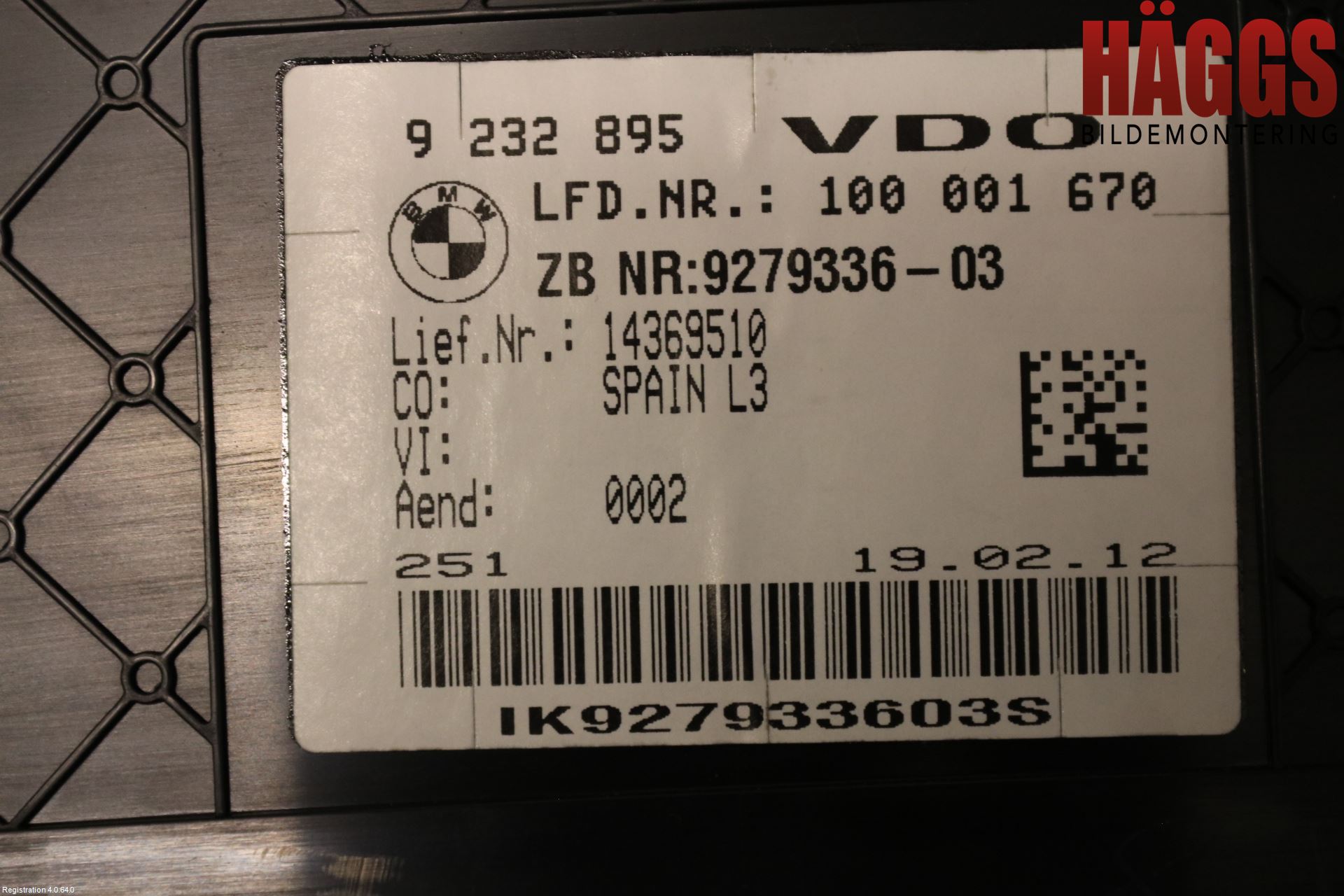 BMW 3 F30/F31/F80 12-19 Instrument Komb