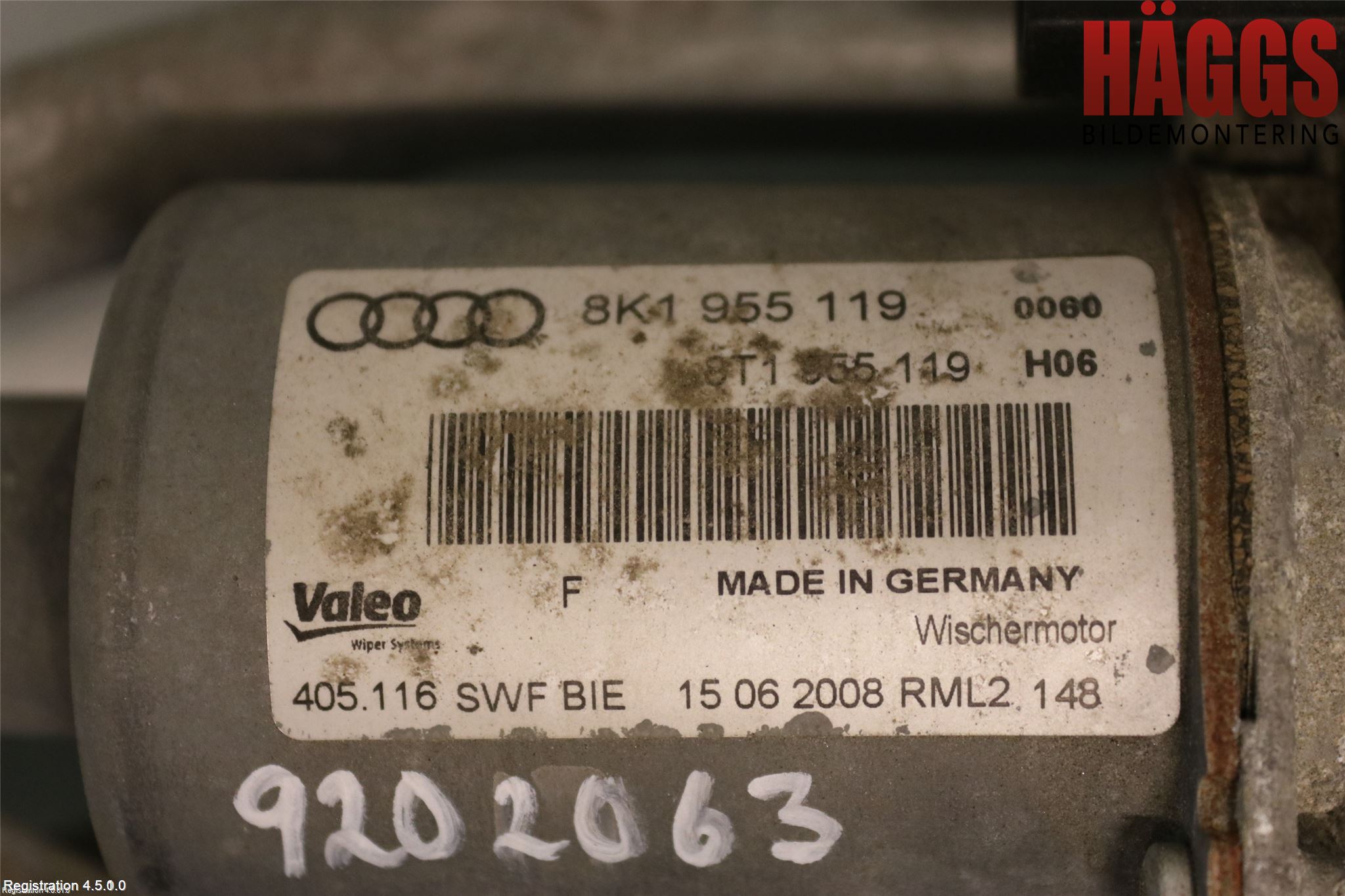 Audi A4/S4 08-11 Torkarmotor Vindruta
