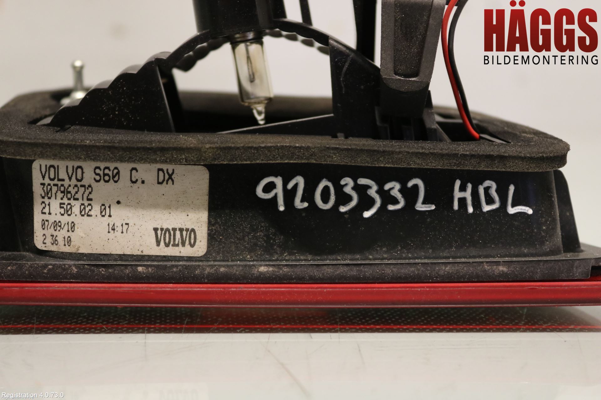 Volvo S60 11-13 Bakljus Lucka Hö