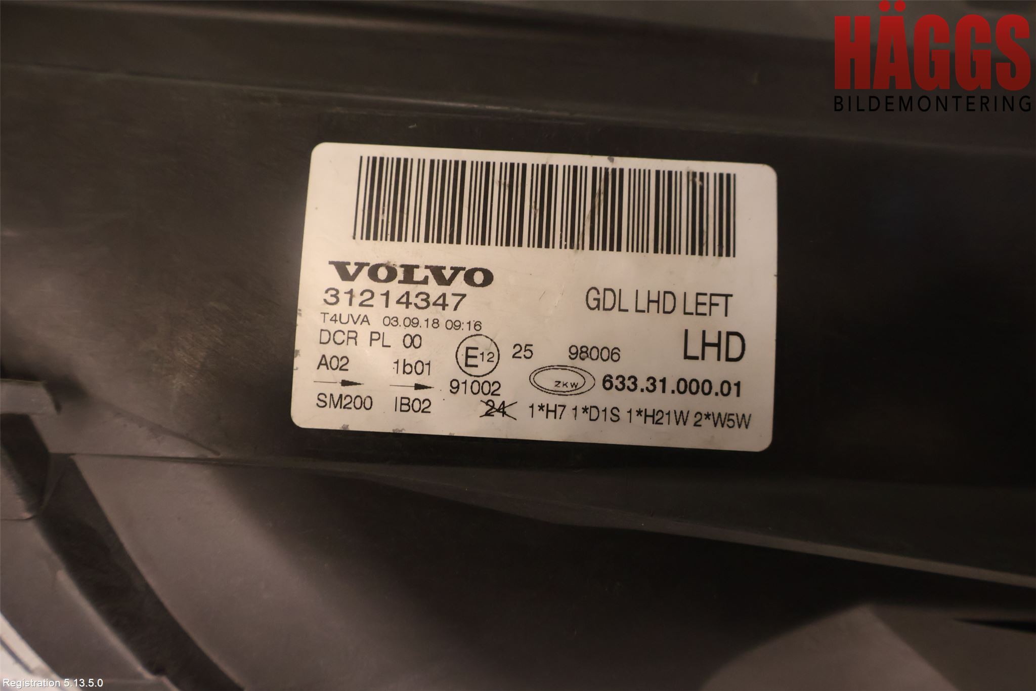 Volvo V70 08-13 Strålkastare Vänster