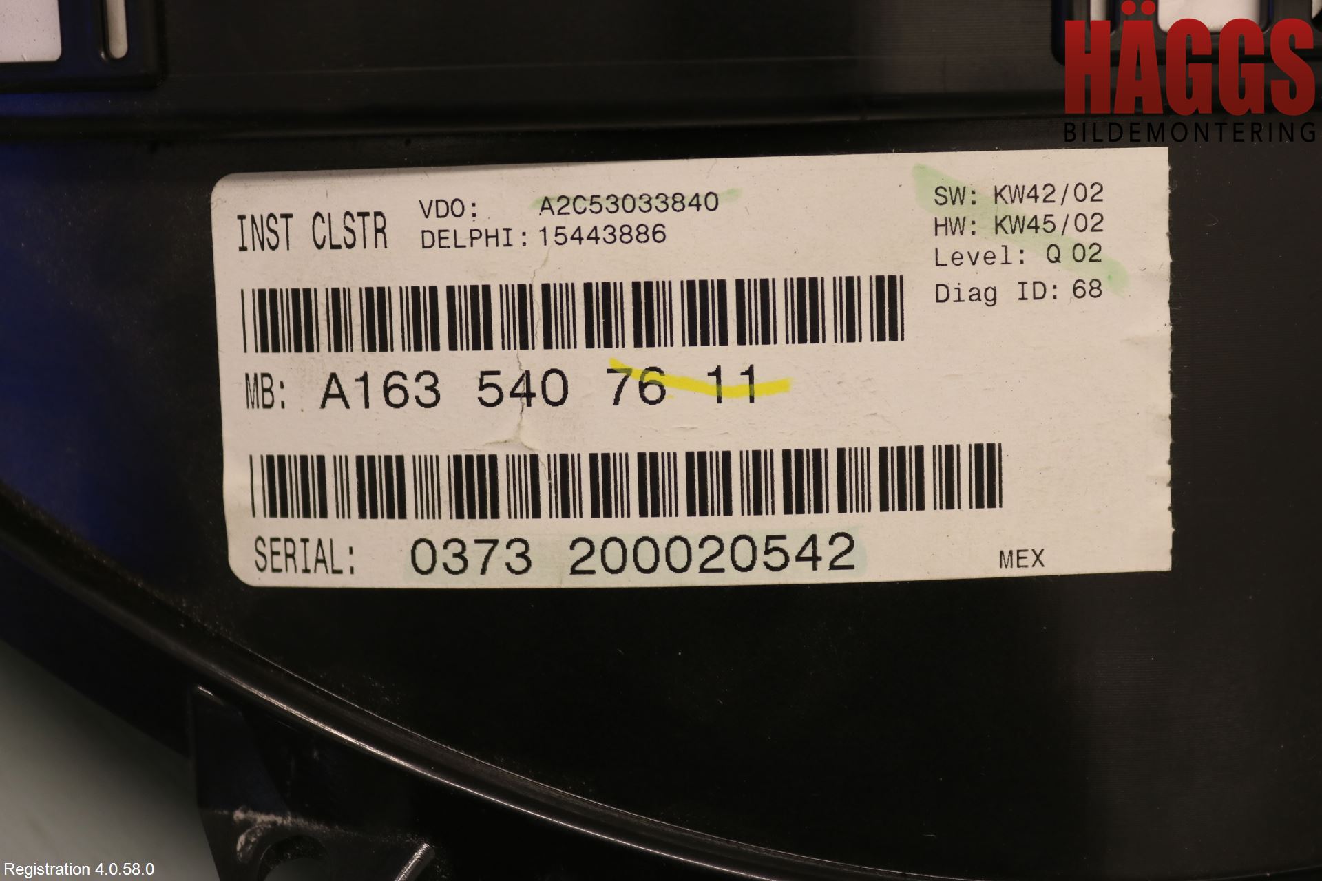 Mercedes-Benz MB ML (W163) 97-05 Instrument Komb