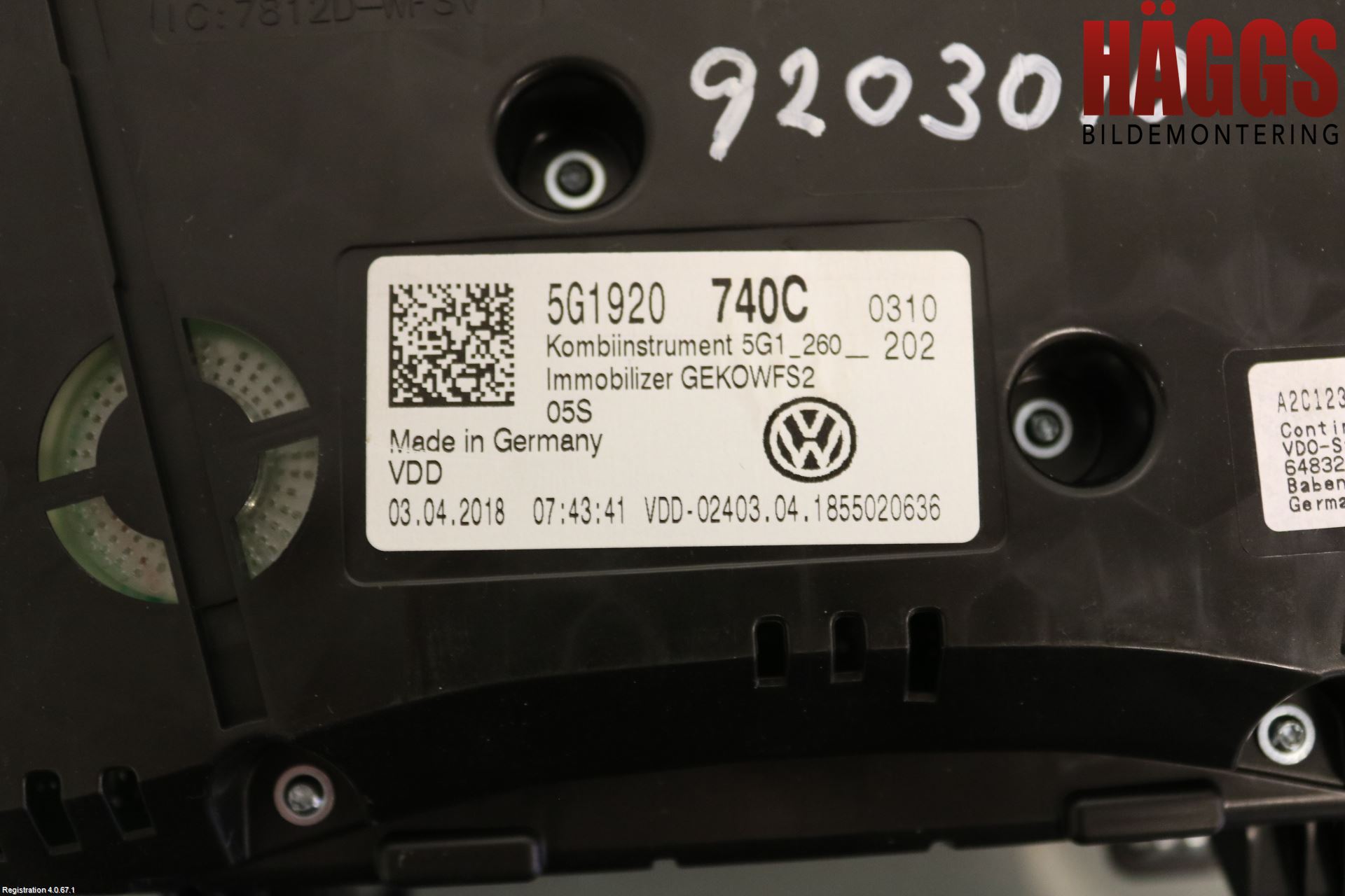 Volkswagen VW GOLF / E-GOLF VII 13-20 Instrument Komb
