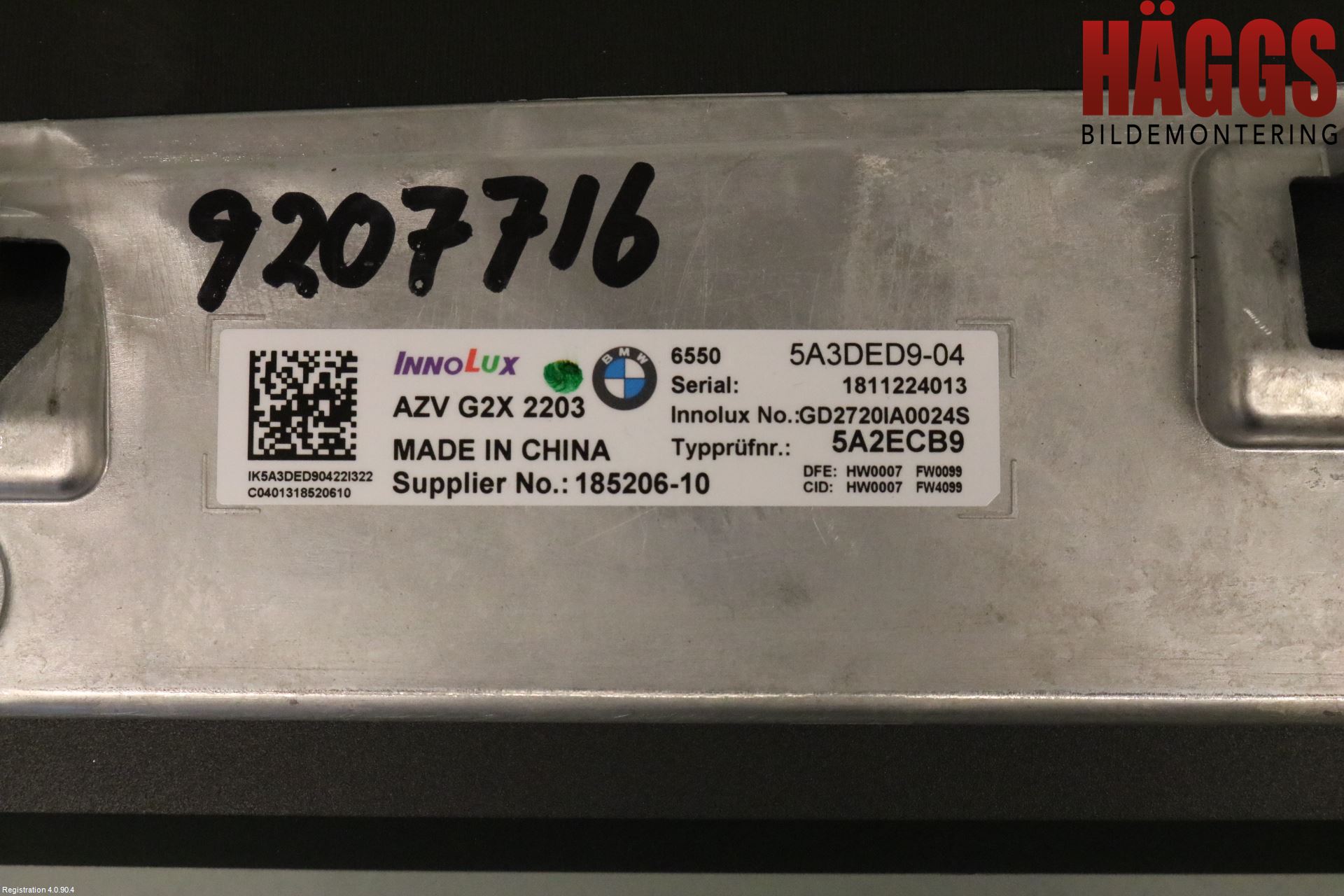 BMW 3 G20/G21/G80/G81 19- Multifunktionsdisplay
