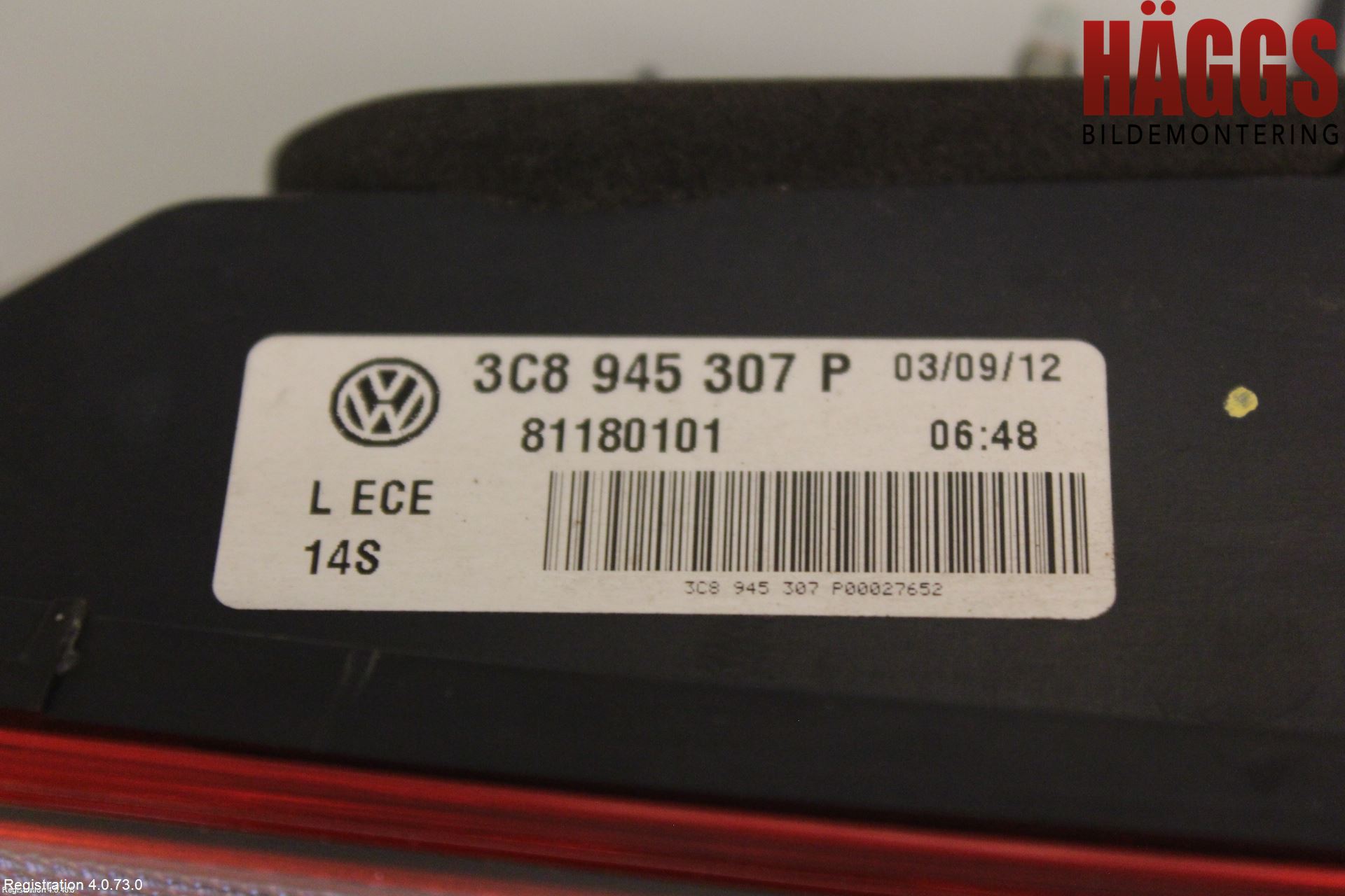 Volkswagen VW PASSAT CC 08-16 Bakljus Lucka Vä