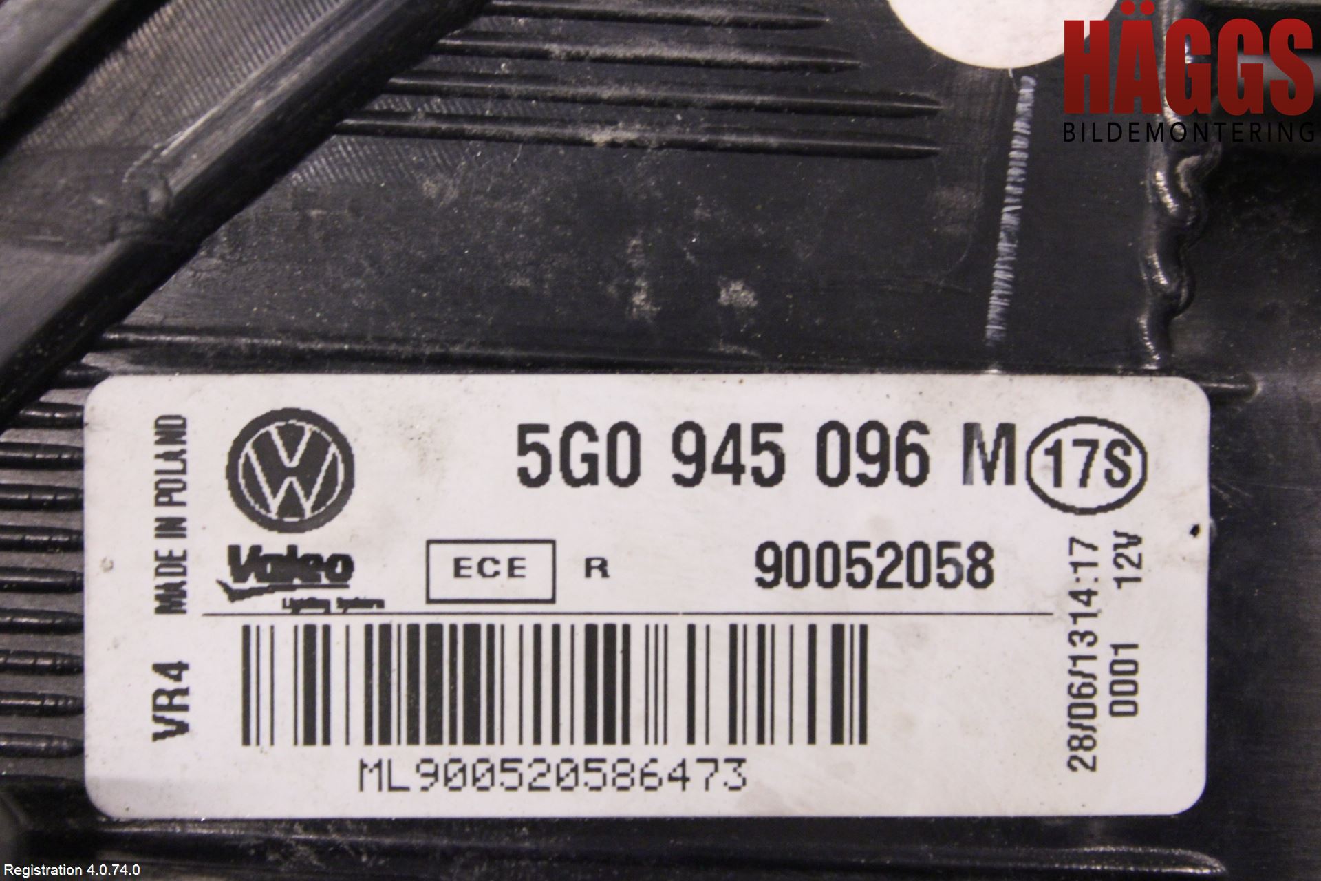 Volkswagen VW GOLF / E-GOLF VII 13-20 Bakljus Höger