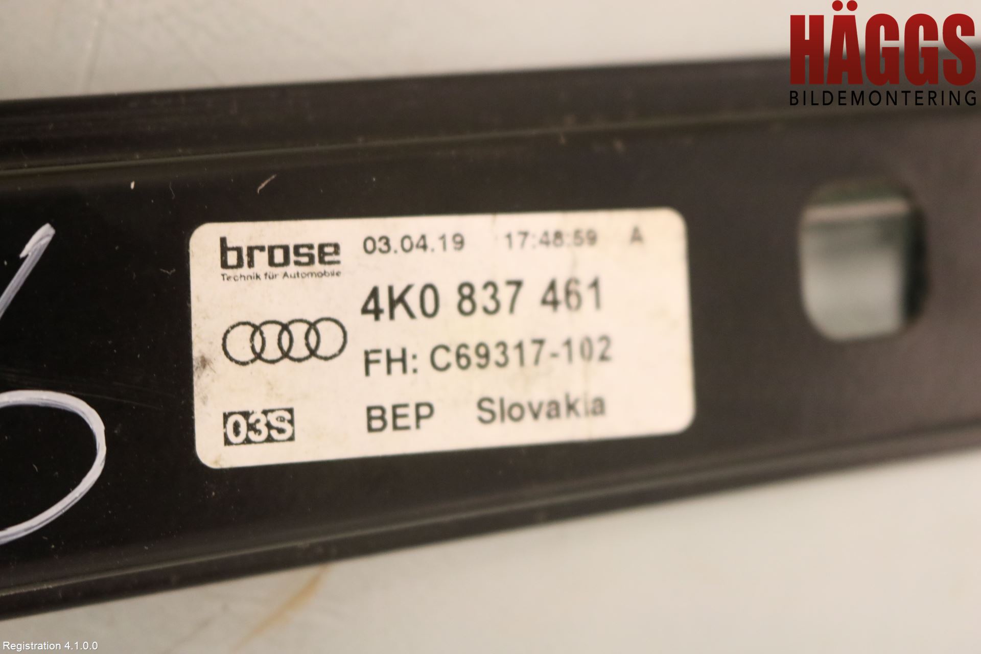 Audi A6 F2/C8 19- Fönsterhissmekanism