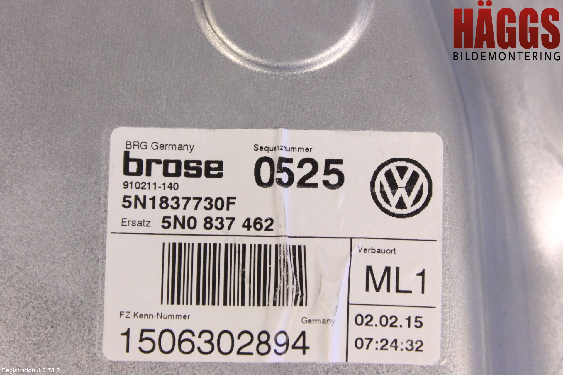 Volkswagen VW TIGUAN 07-16 Fönsterhissmekanism