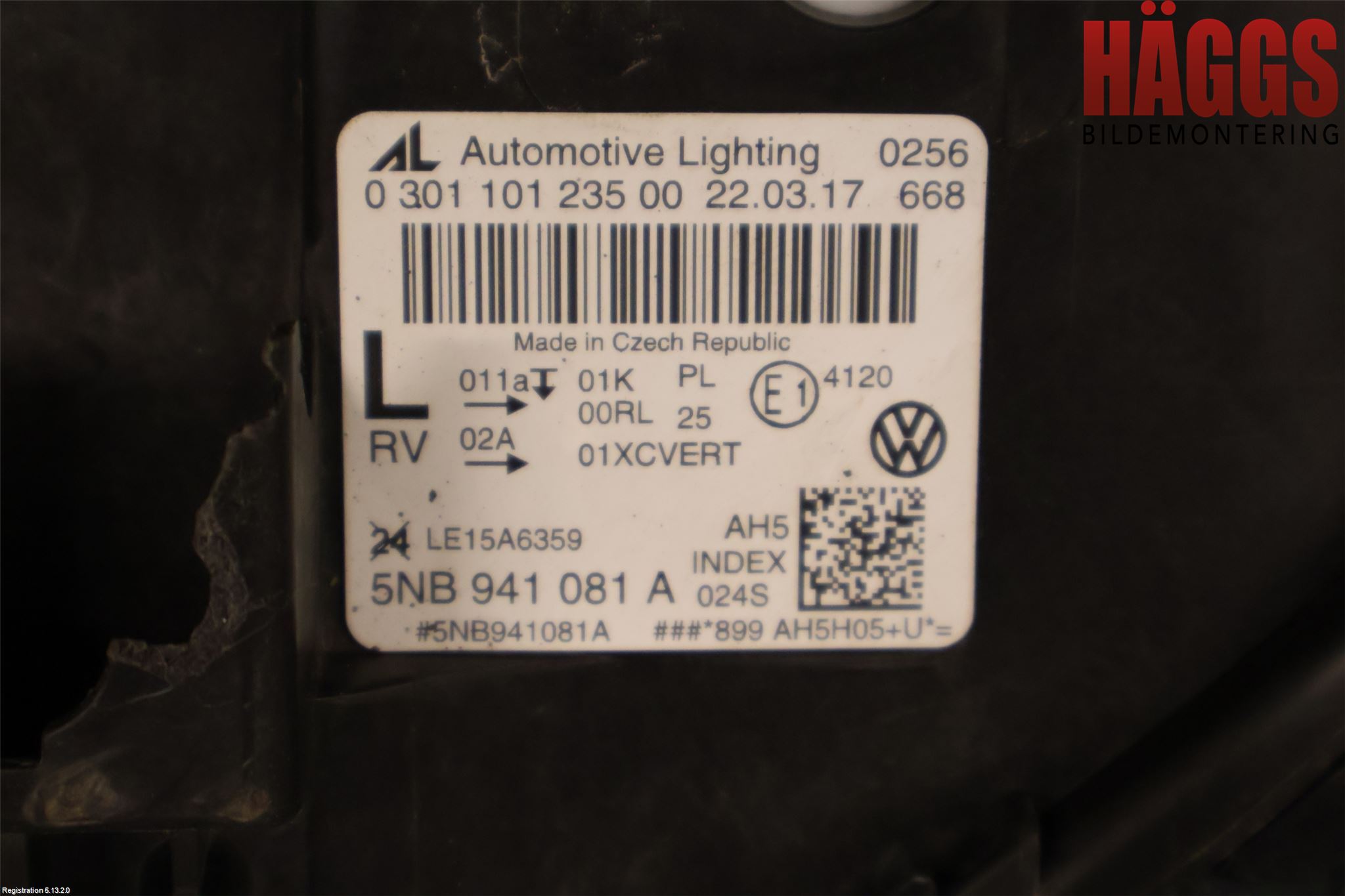Volkswagen VW TIGUAN 16-24 Strålkastare Vänster