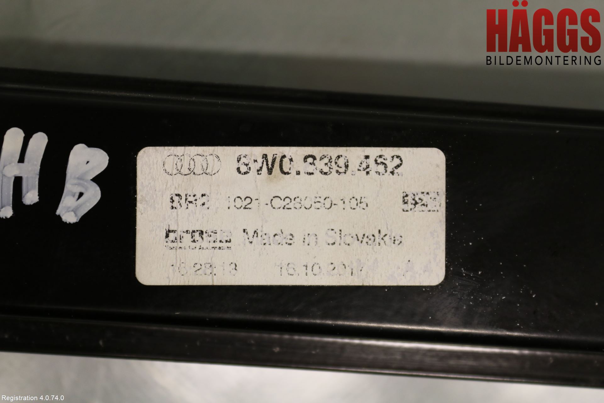 Audi A4/S4 B9 16-19 Fönsterhissmekanism