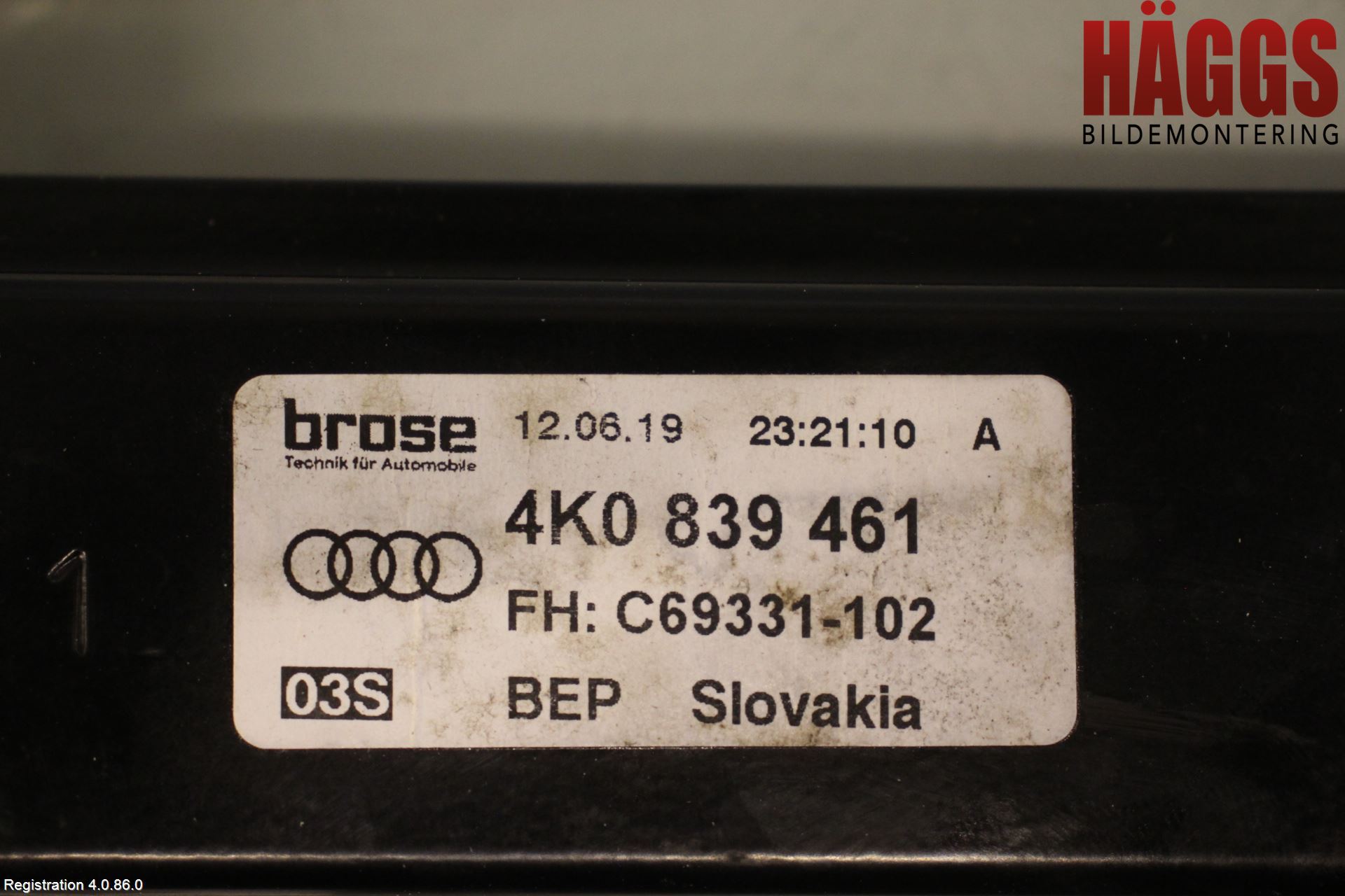 Audi A6 F2/C8 19- Fönsterhissmekanism