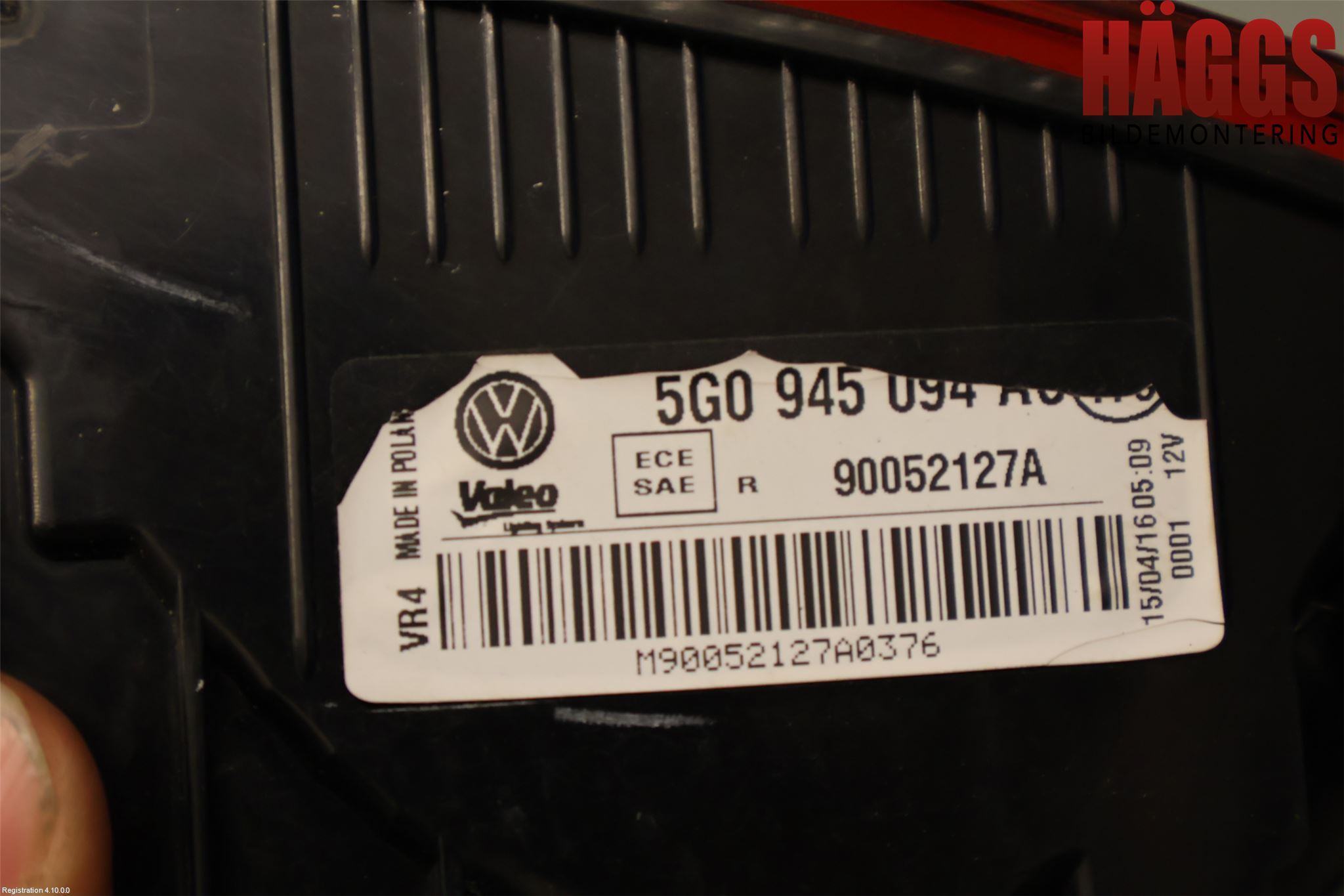Volkswagen VW GOLF / E-GOLF VII 13-20 Bakljus Lucka Hö