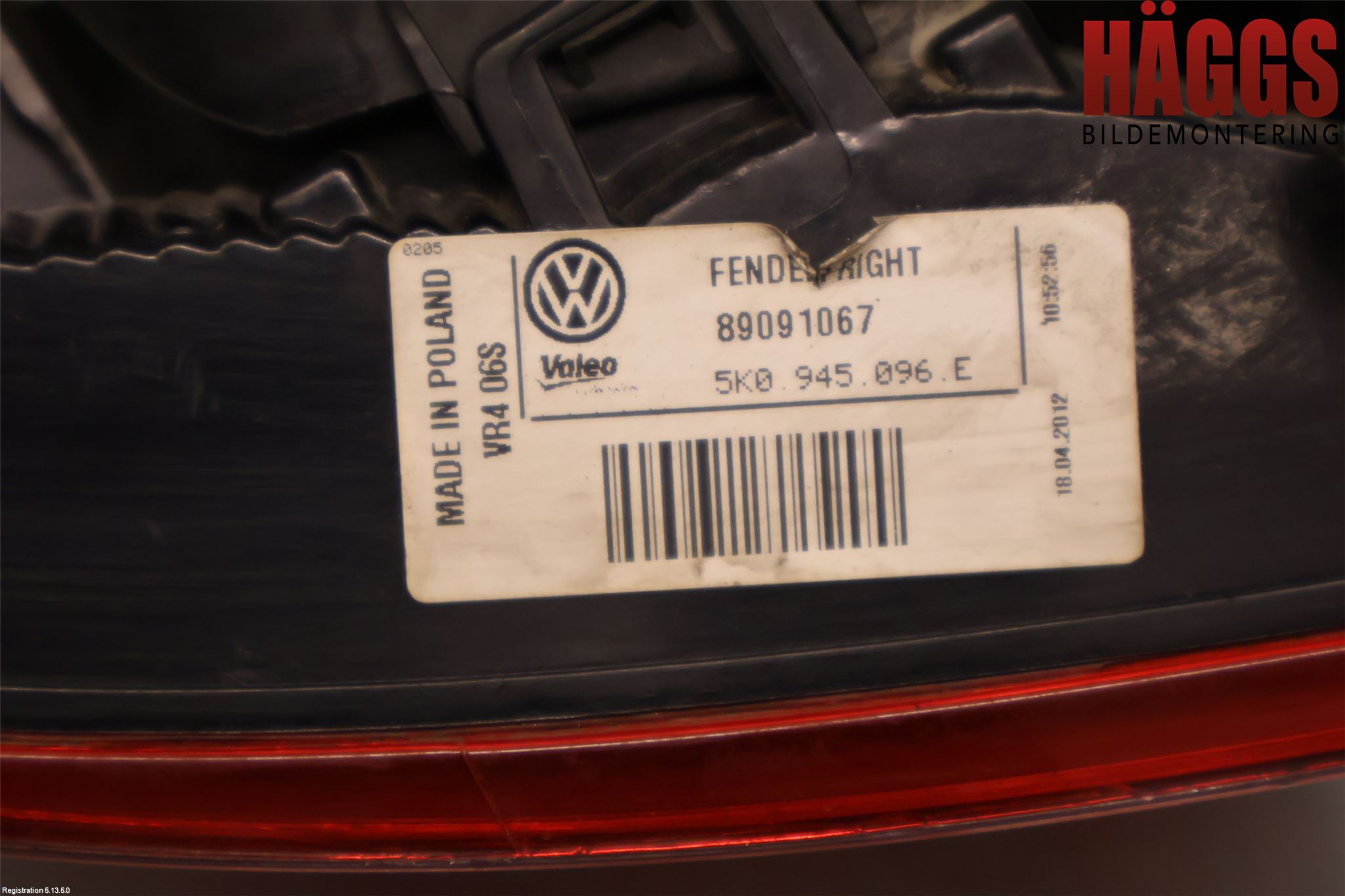 Volkswagen VW GOLF VI 09-13 Bakljus Höger