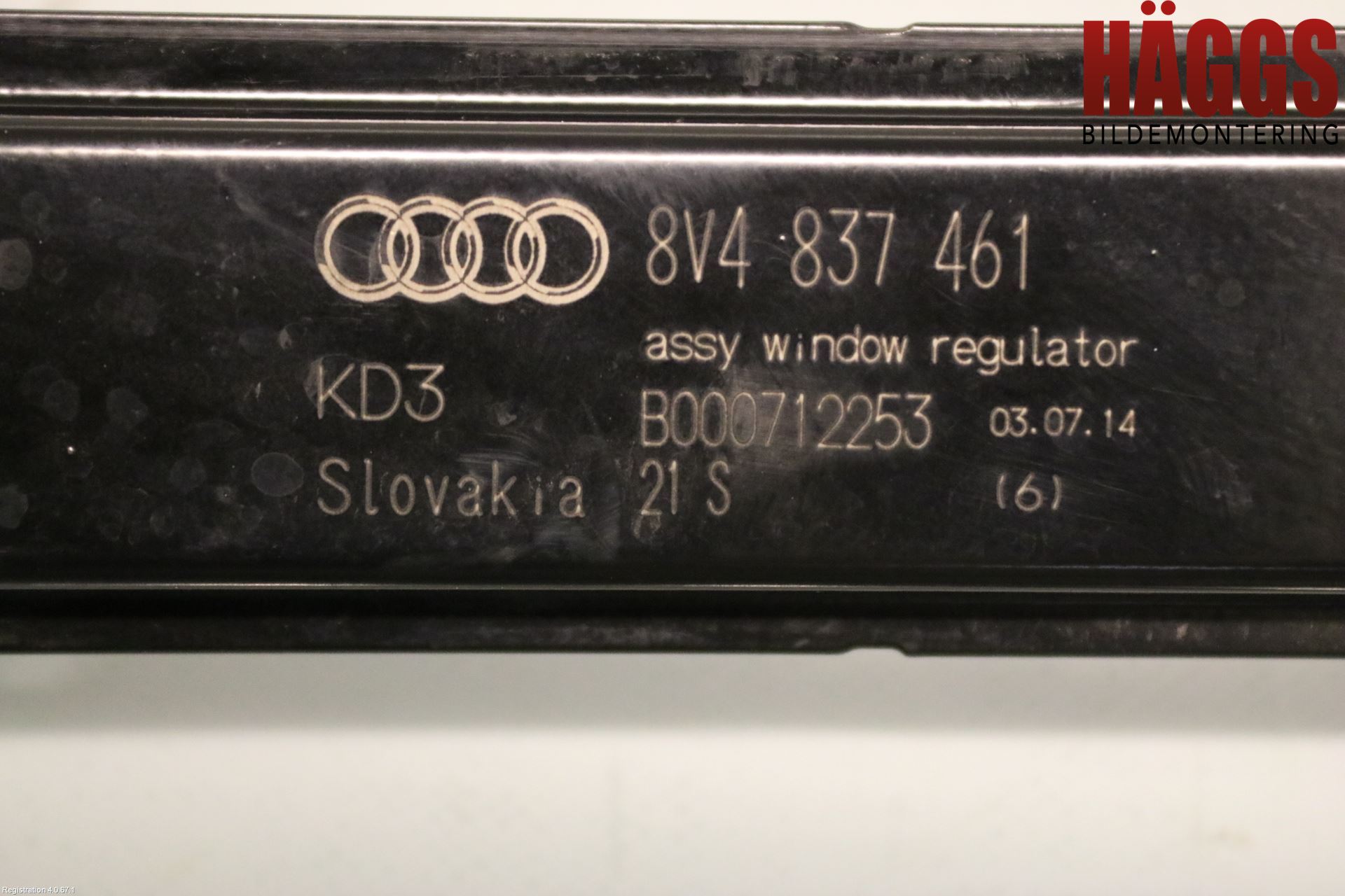 Audi A3/S3 8V 13-20 Fönsterhissmekanism