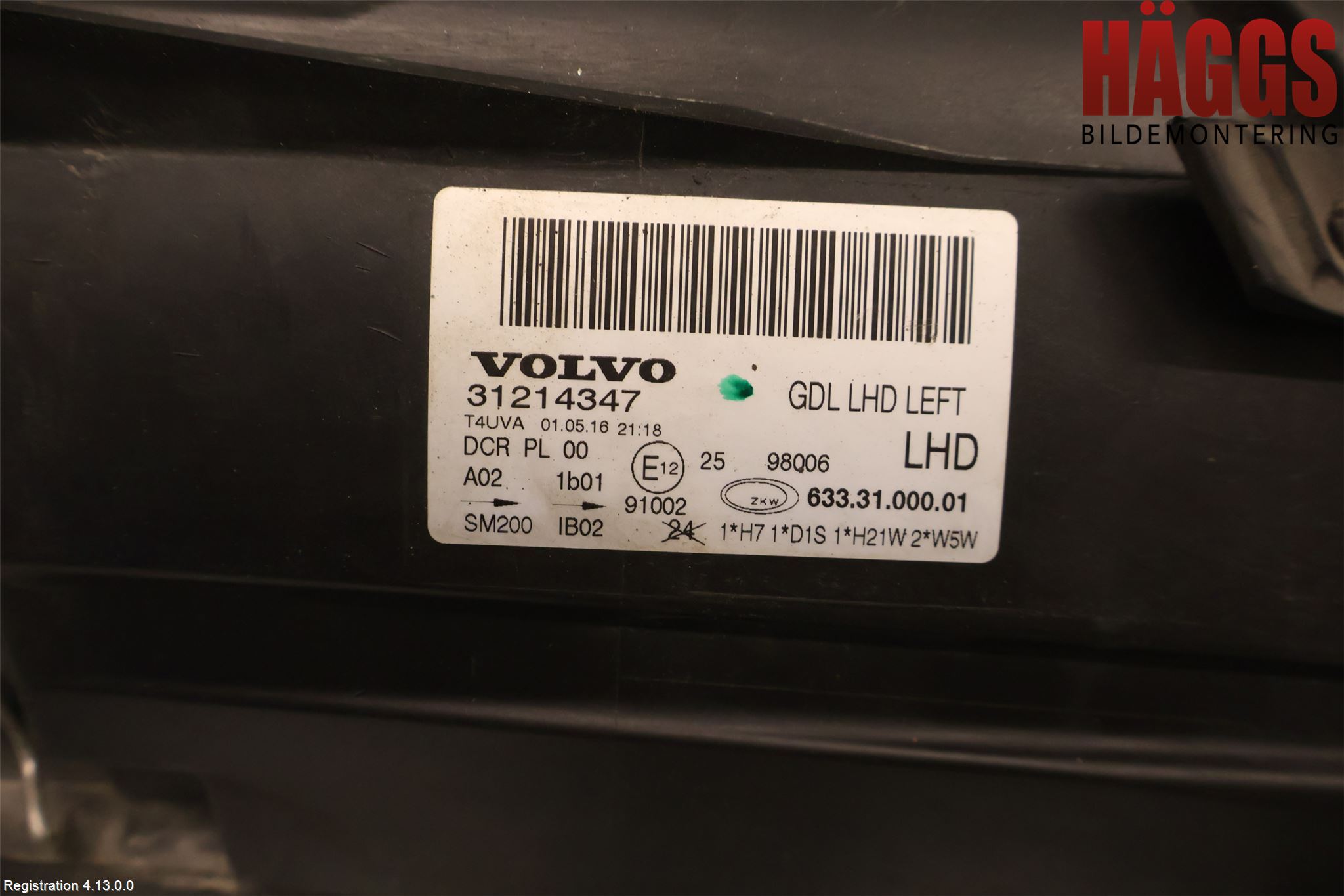Volvo V70 08-13 Strålkastare Vänster