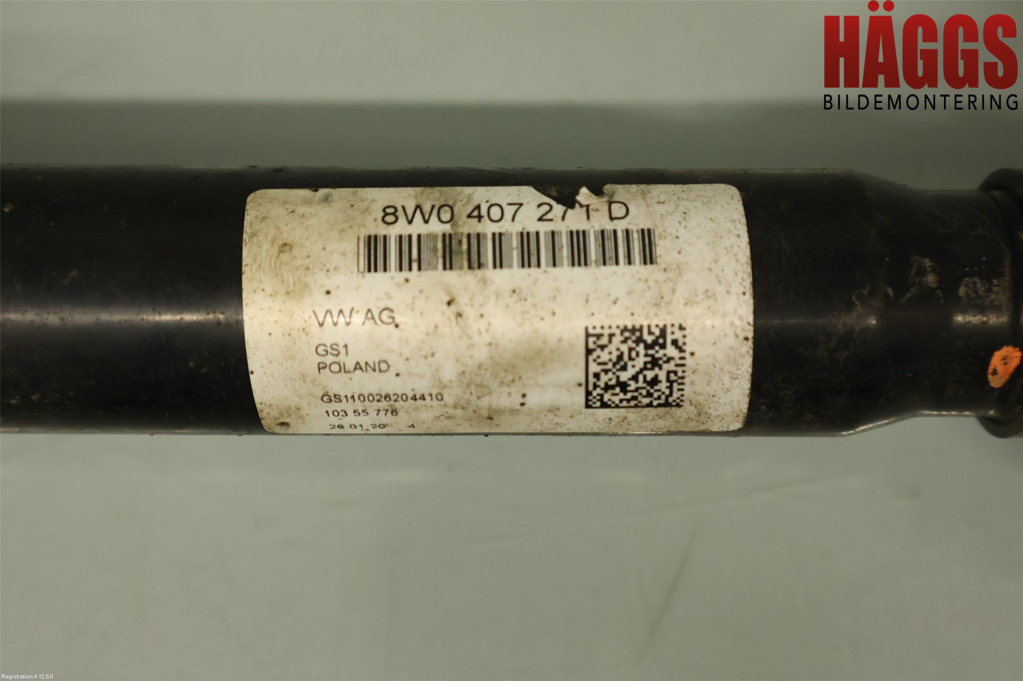 Audi A4/S4 B9 20- Drivaxel Fram Höger
