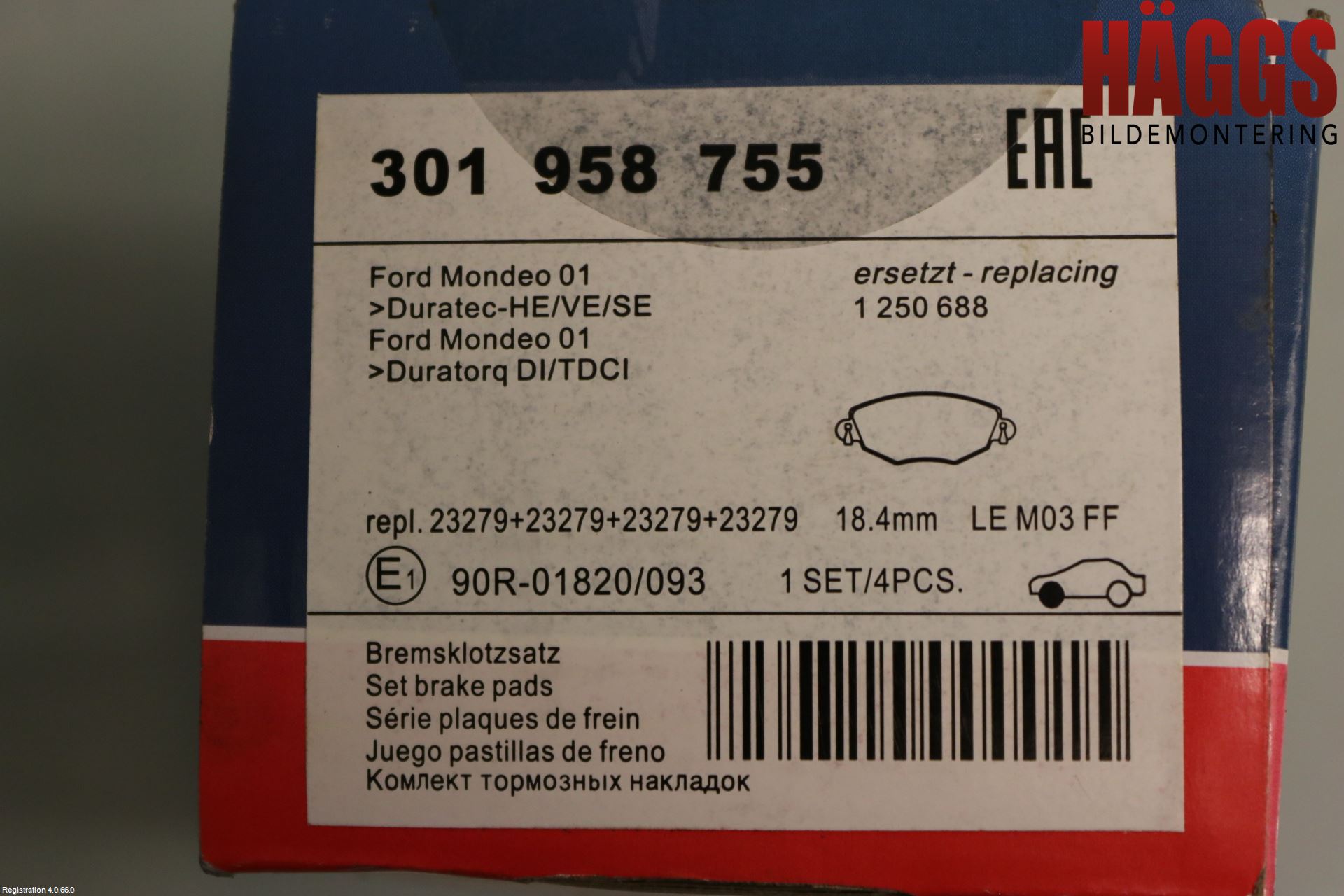 Ford MONDEO     01-06 Bromsbelägg Fram