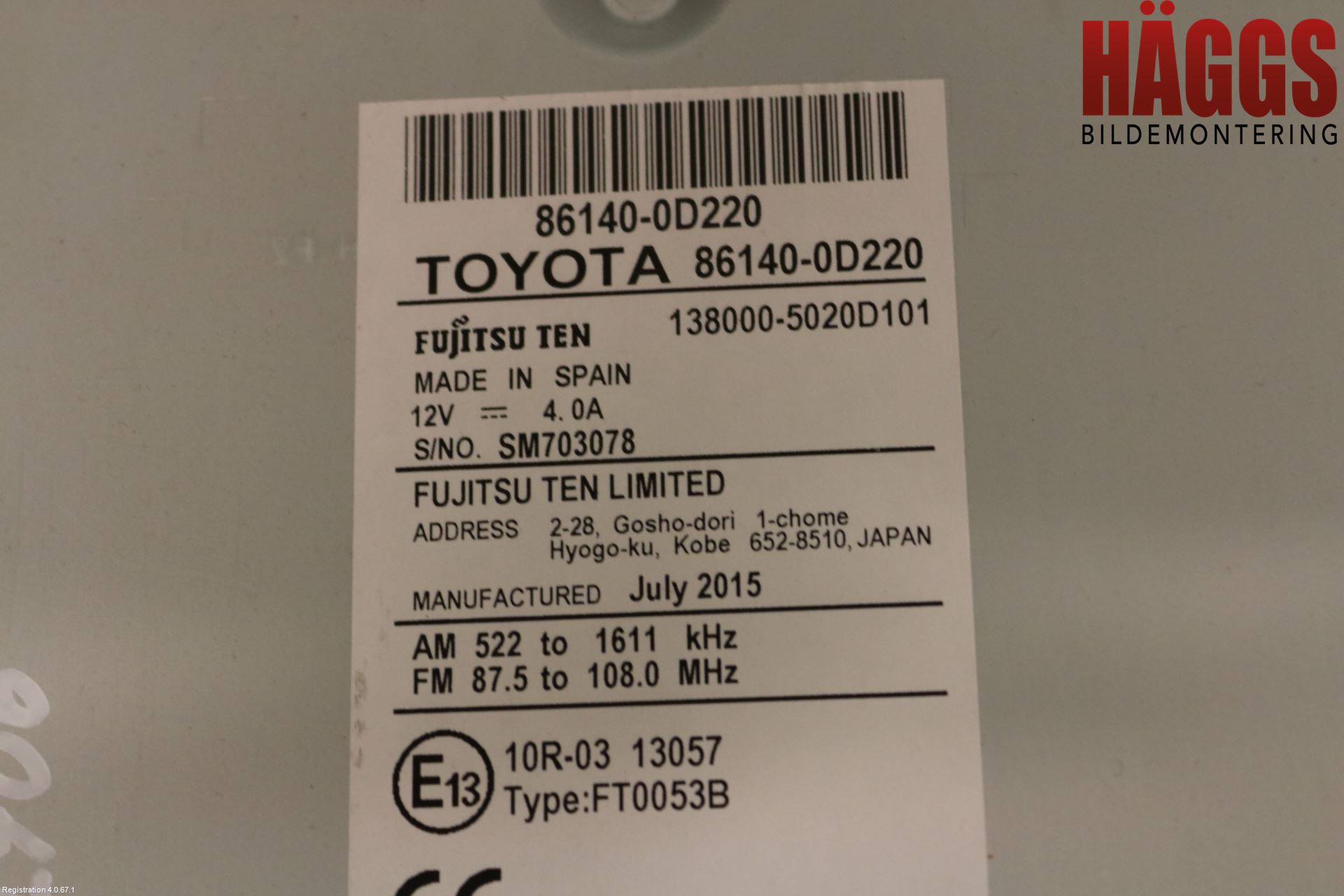 Toyota YARIS XP130 15-20 Cd Radio - Multimediapanel