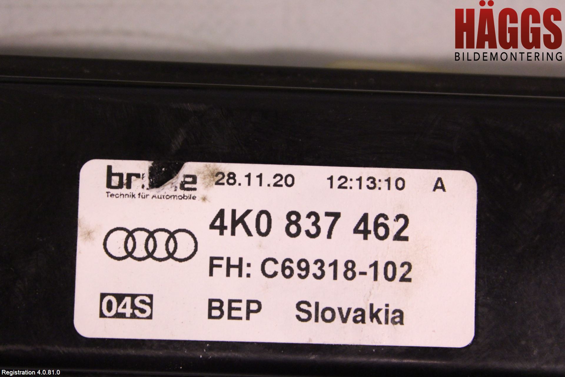 Audi A6 F2/C8 19- Fönsterhissmekanism