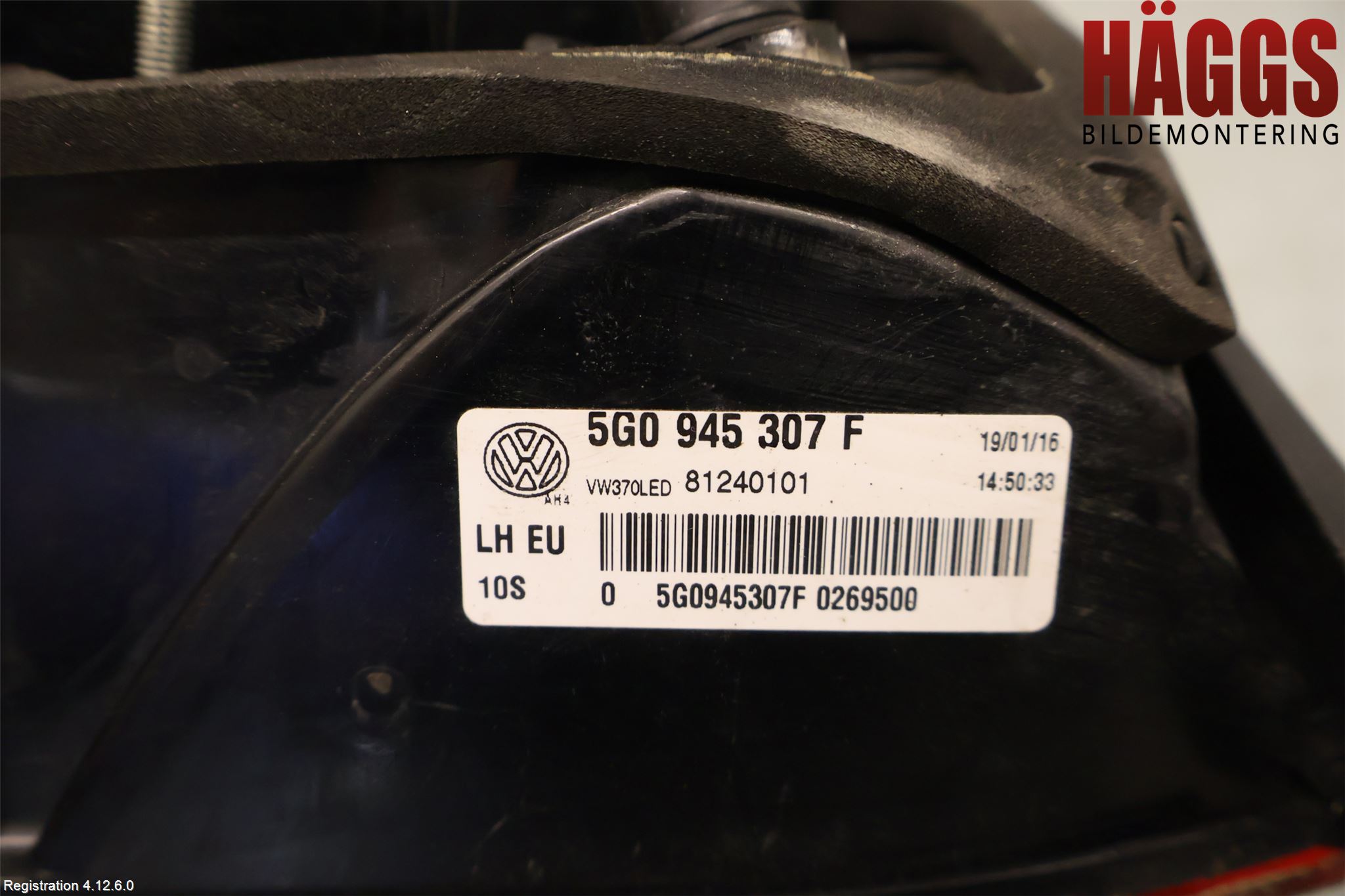 Volkswagen VW GOLF / E-GOLF VII 13-20 Bakljus Lucka Vä